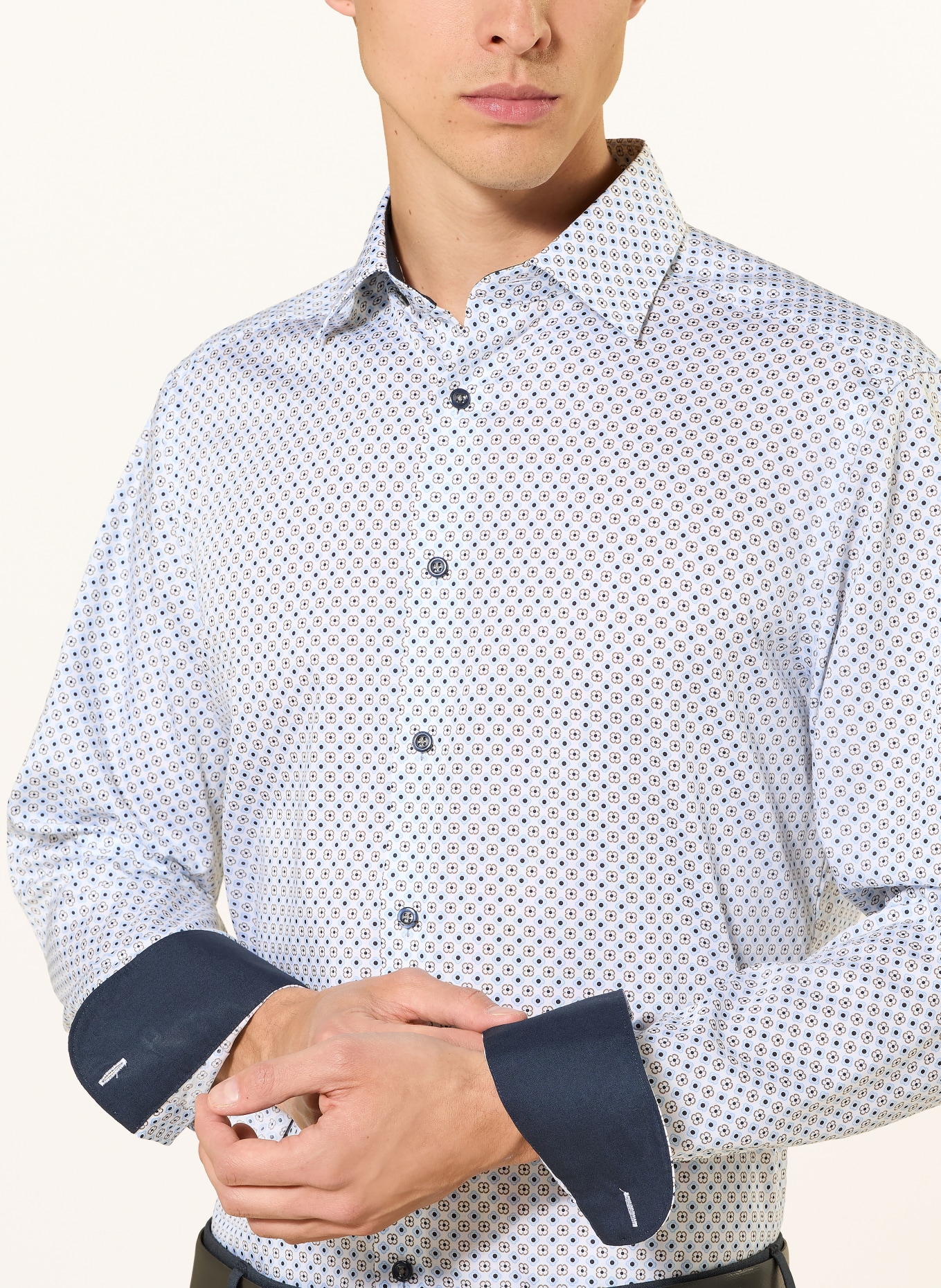 OLYMP Hemd Luxor modern fit: WEISS / CAMEL / HELLBLAU