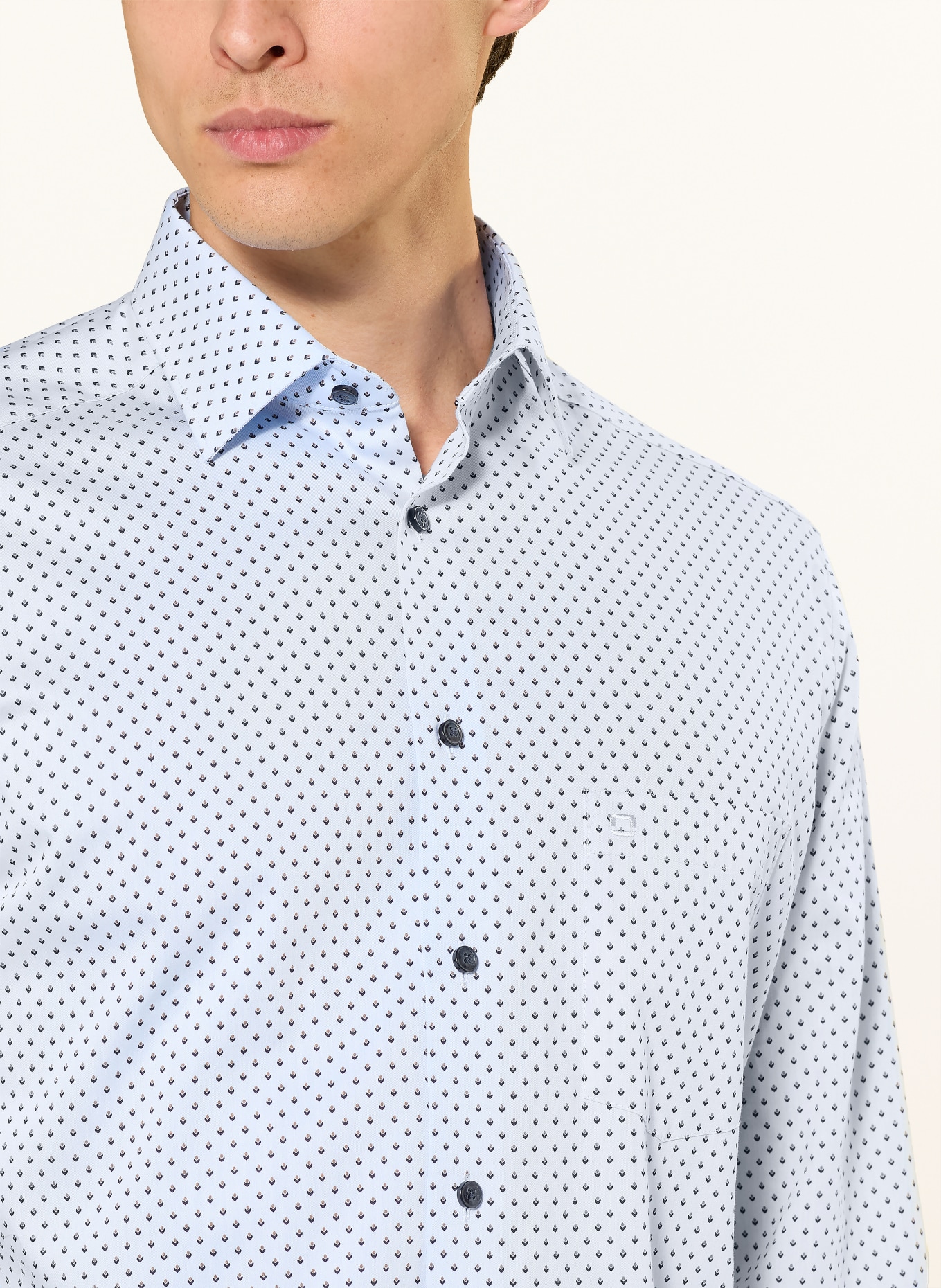 OLYMP Hemd Luxor modern fit: HELLBLAU / DUNKELGRAU