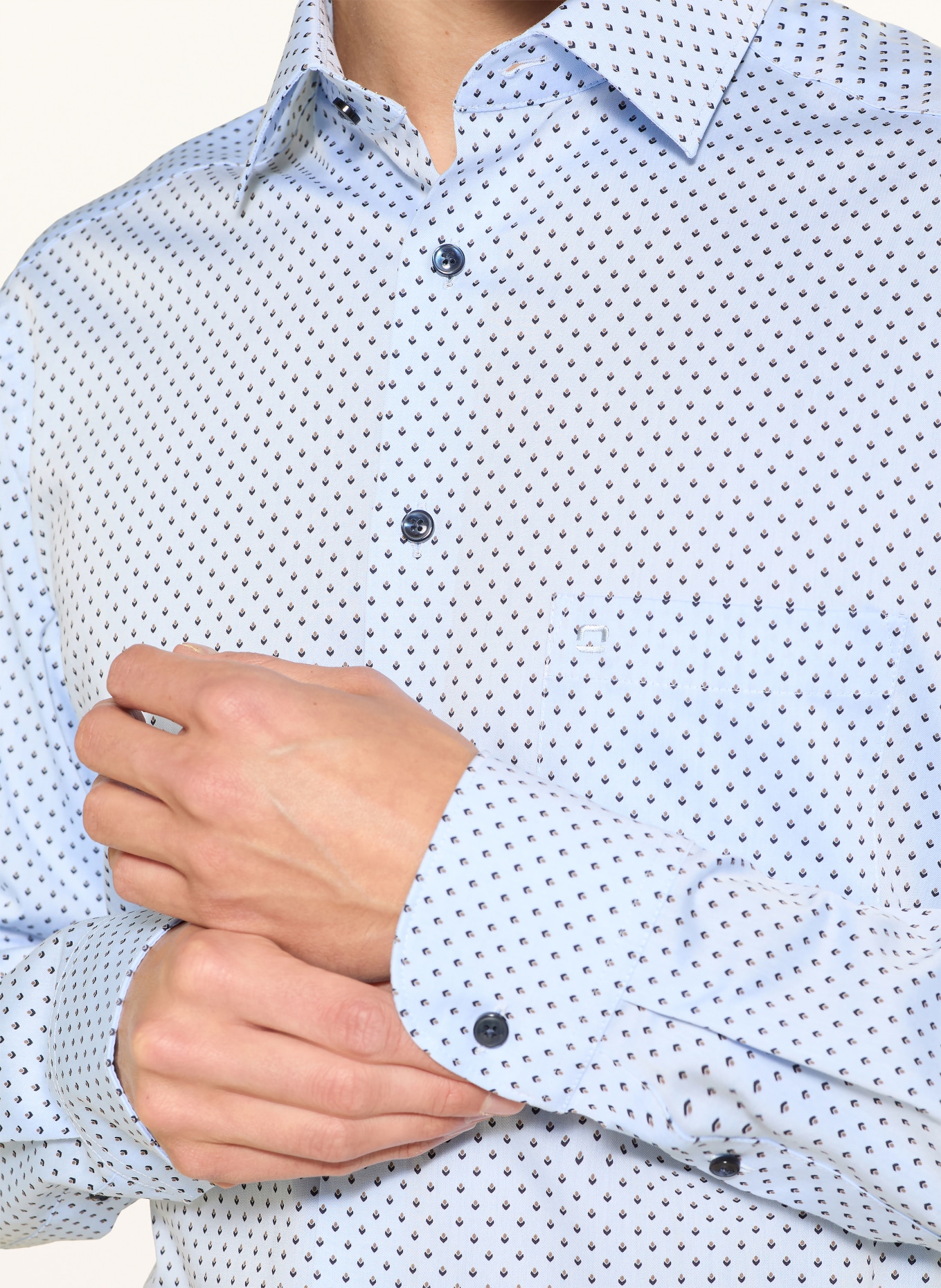 OLYMP Hemd Luxor modern fit: HELLBLAU / DUNKELGRAU