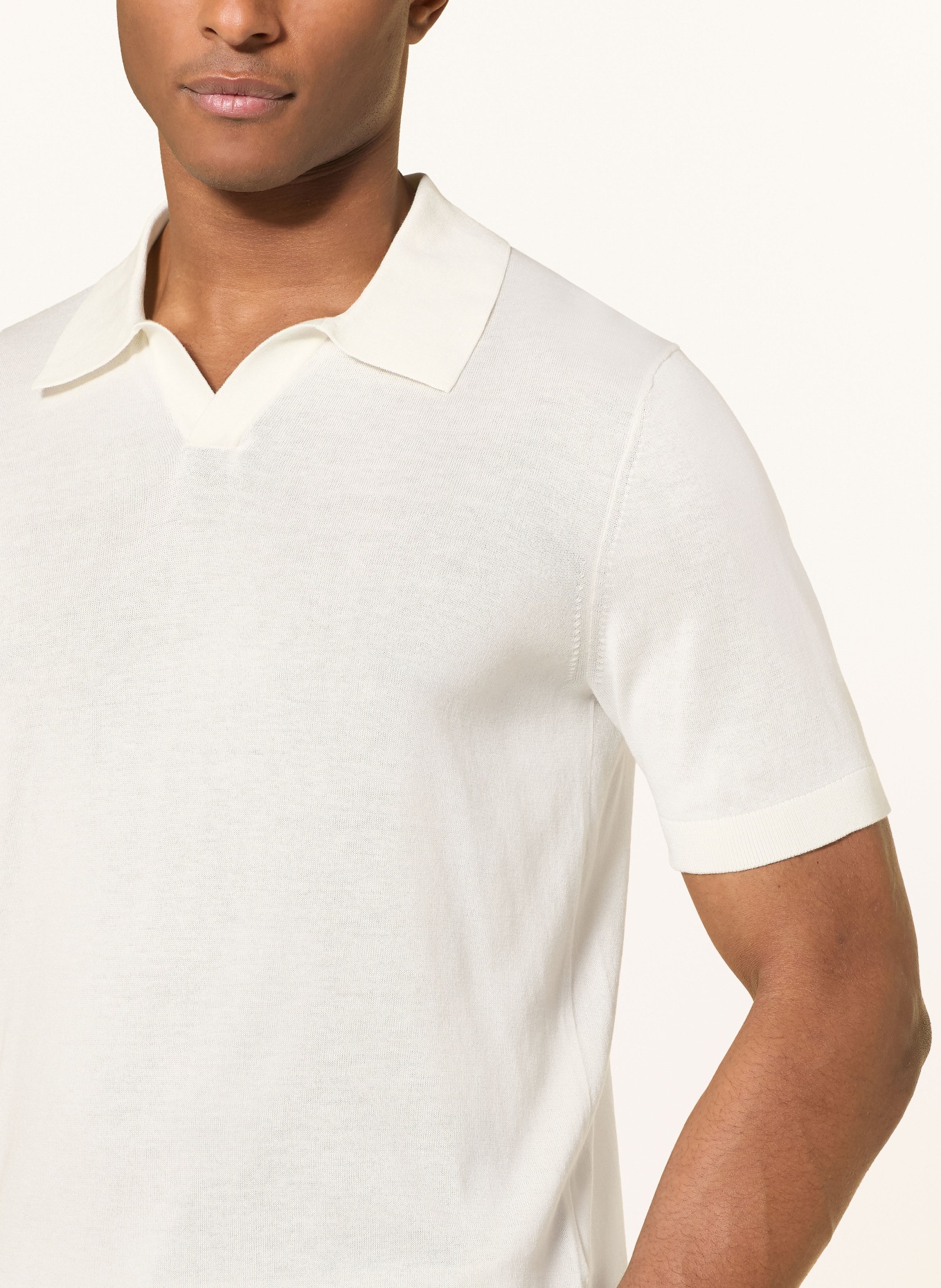 OLYMP Strick-Poloshirt: WEISS