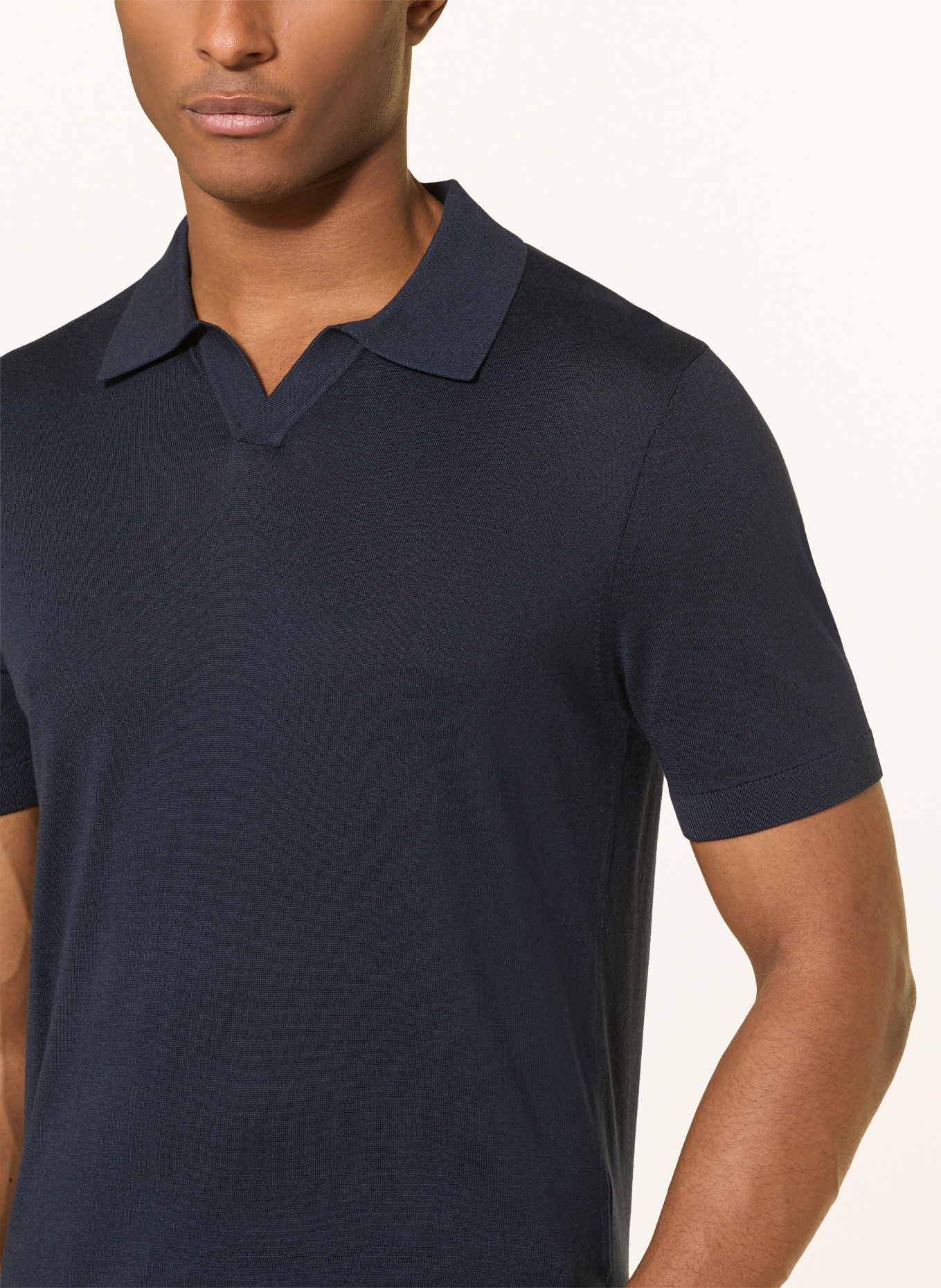 OLYMP Strick-Poloshirt: DUNKELBLAU