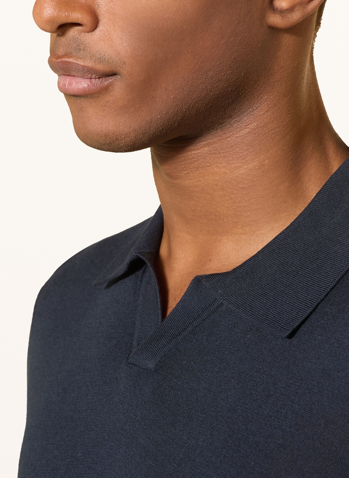 OLYMP Strick-Poloshirt: DUNKELBLAU