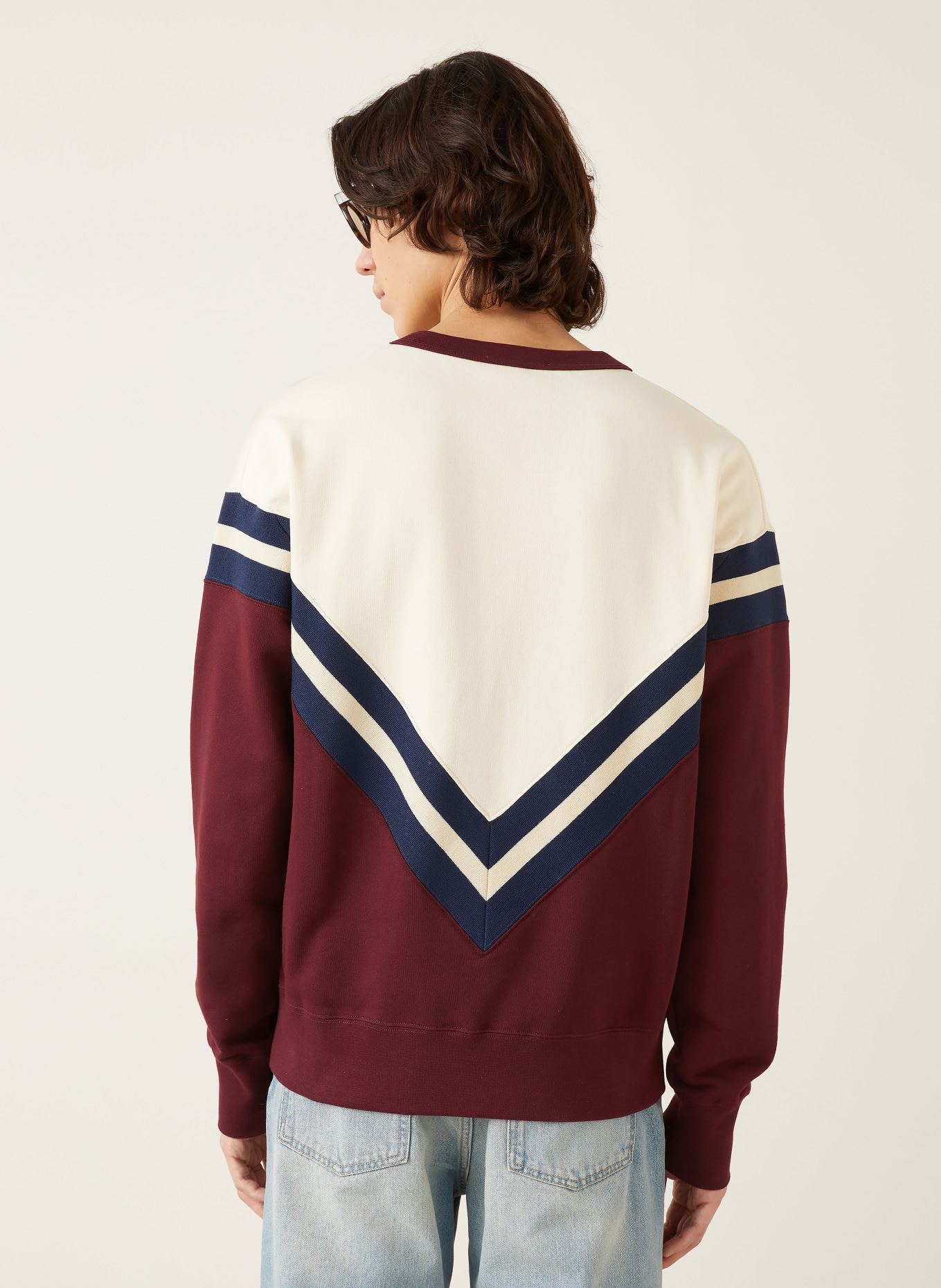 McQUEEN Sweatshirt: DUNKELROT / BEIGE / DUNKELBLAU