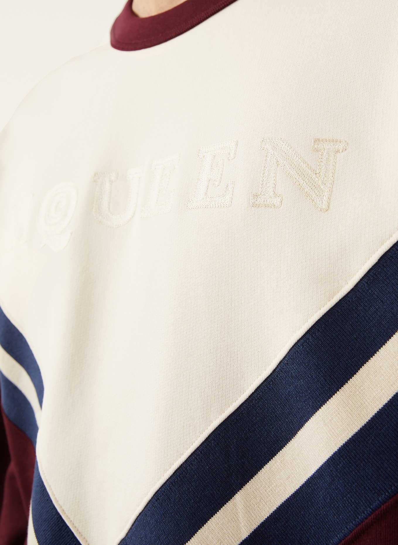 McQUEEN Sweatshirt: DUNKELROT / BEIGE / DUNKELBLAU