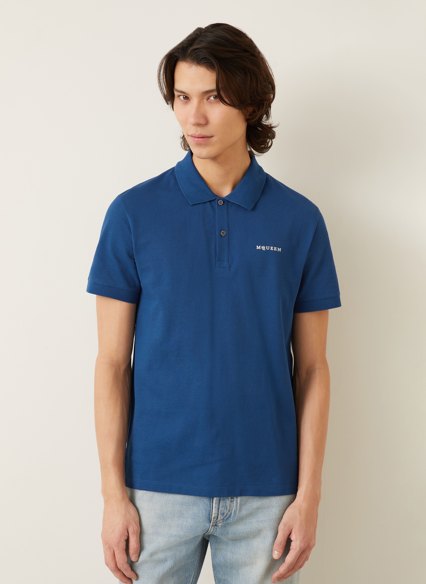 McQUEEN Piqué-Poloshirt: BLAU