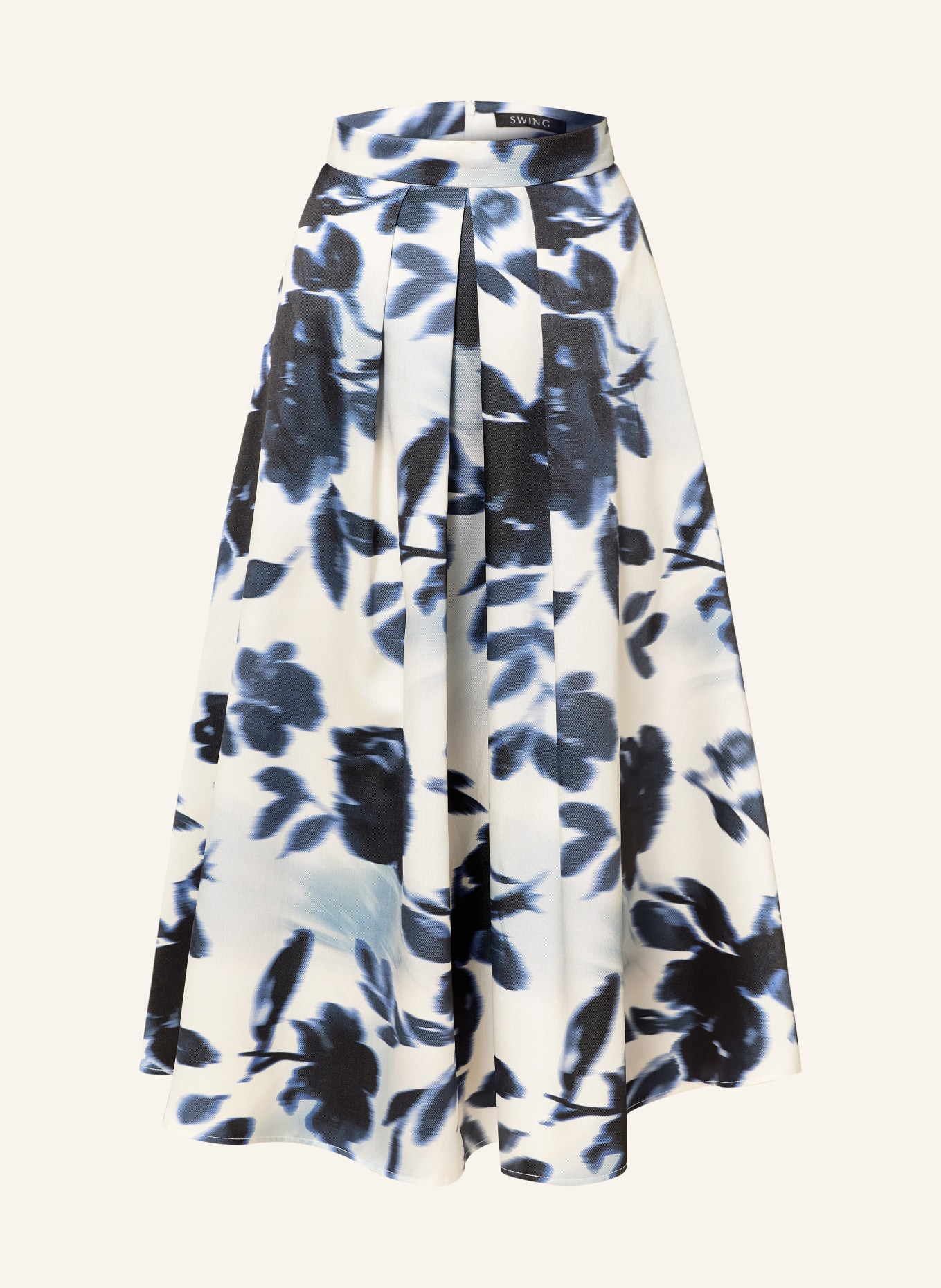 SWING Faltenrock: WEISS / DUNKELBLAU
