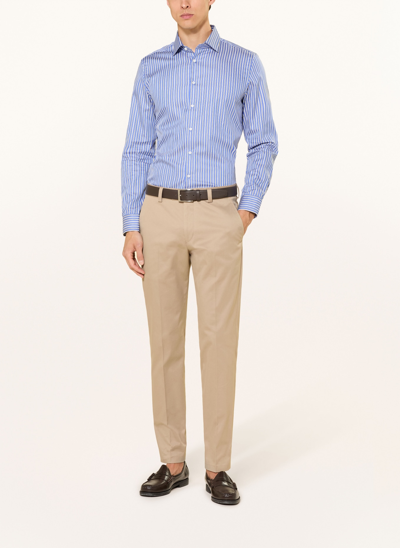 seidensticker Chemise en satin coupe slim: BLEU FONCÉ / BLANC