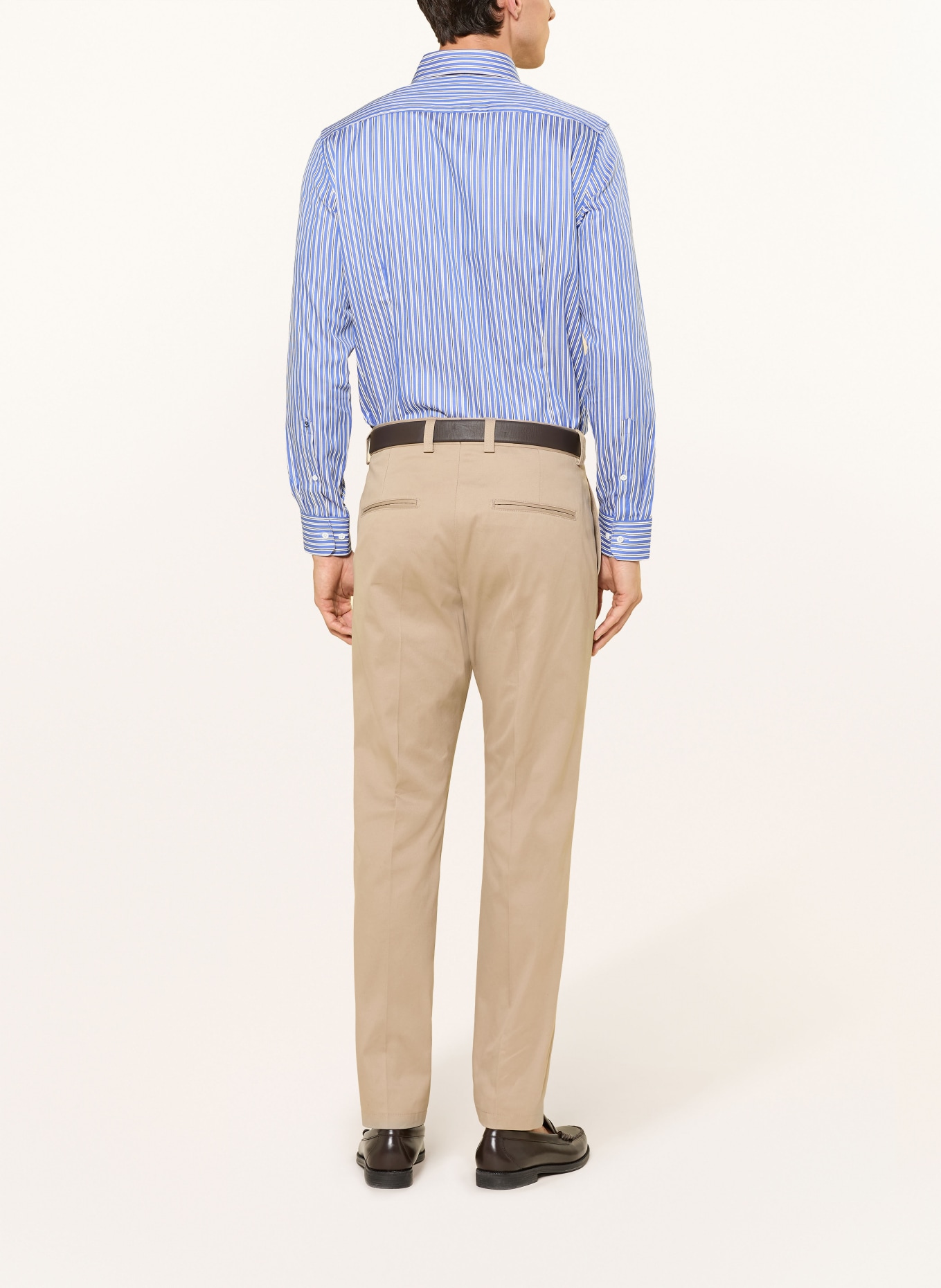 seidensticker Chemise en satin coupe slim: BLEU FONCÉ / BLANC