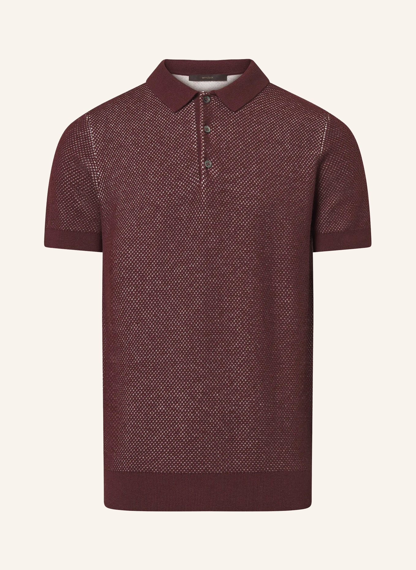windsor. CASHMILO knitted polo shirt: COGNAC / WHITE