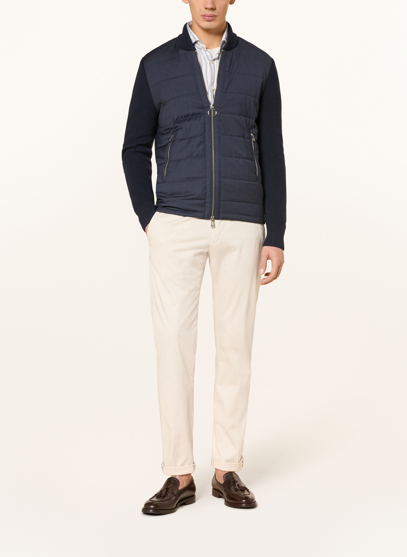 windsor. NEDO cardigan in a mix of materials: DARK BLUE