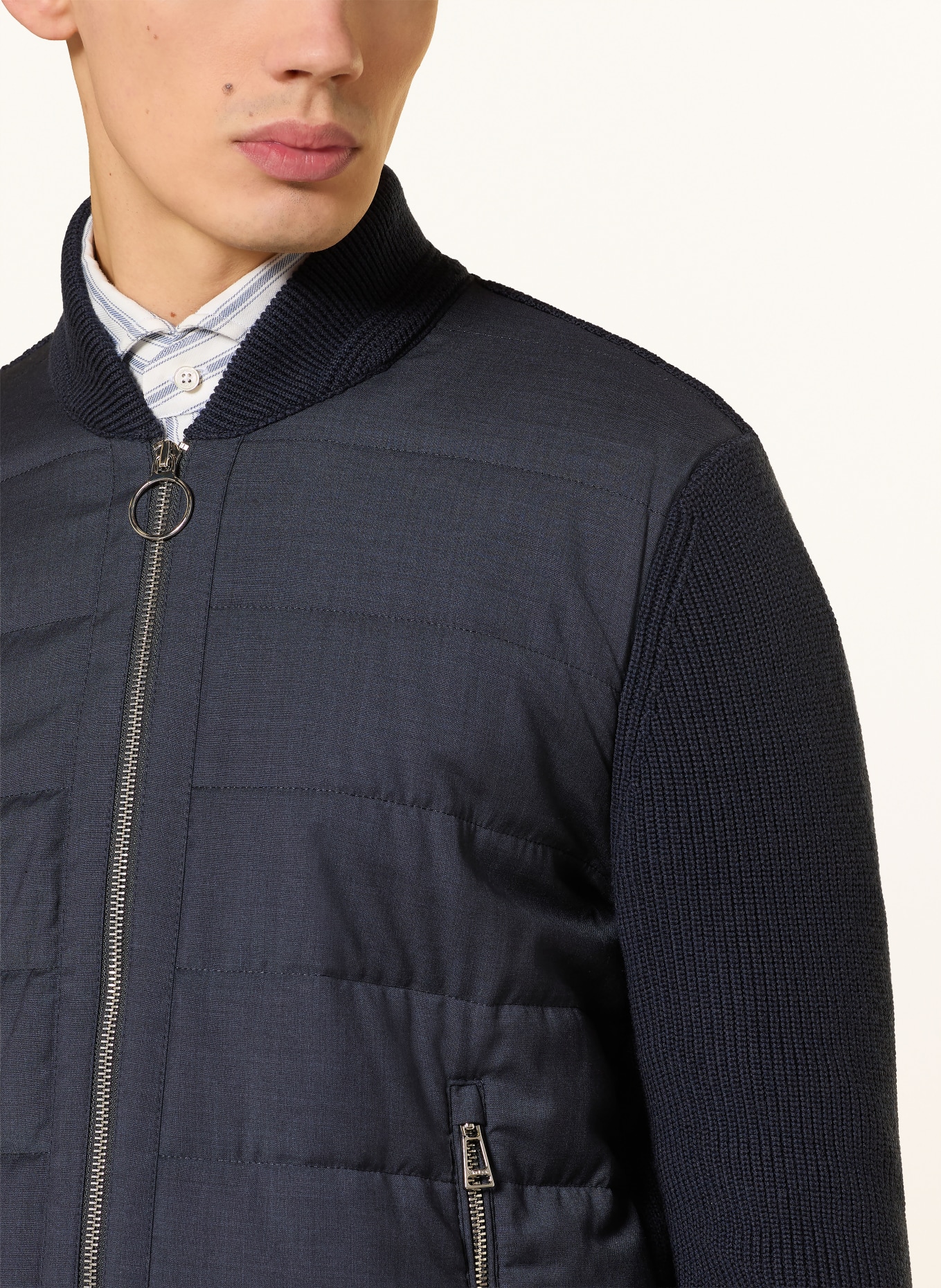 windsor. NEDO cardigan in a mix of materials: DARK BLUE