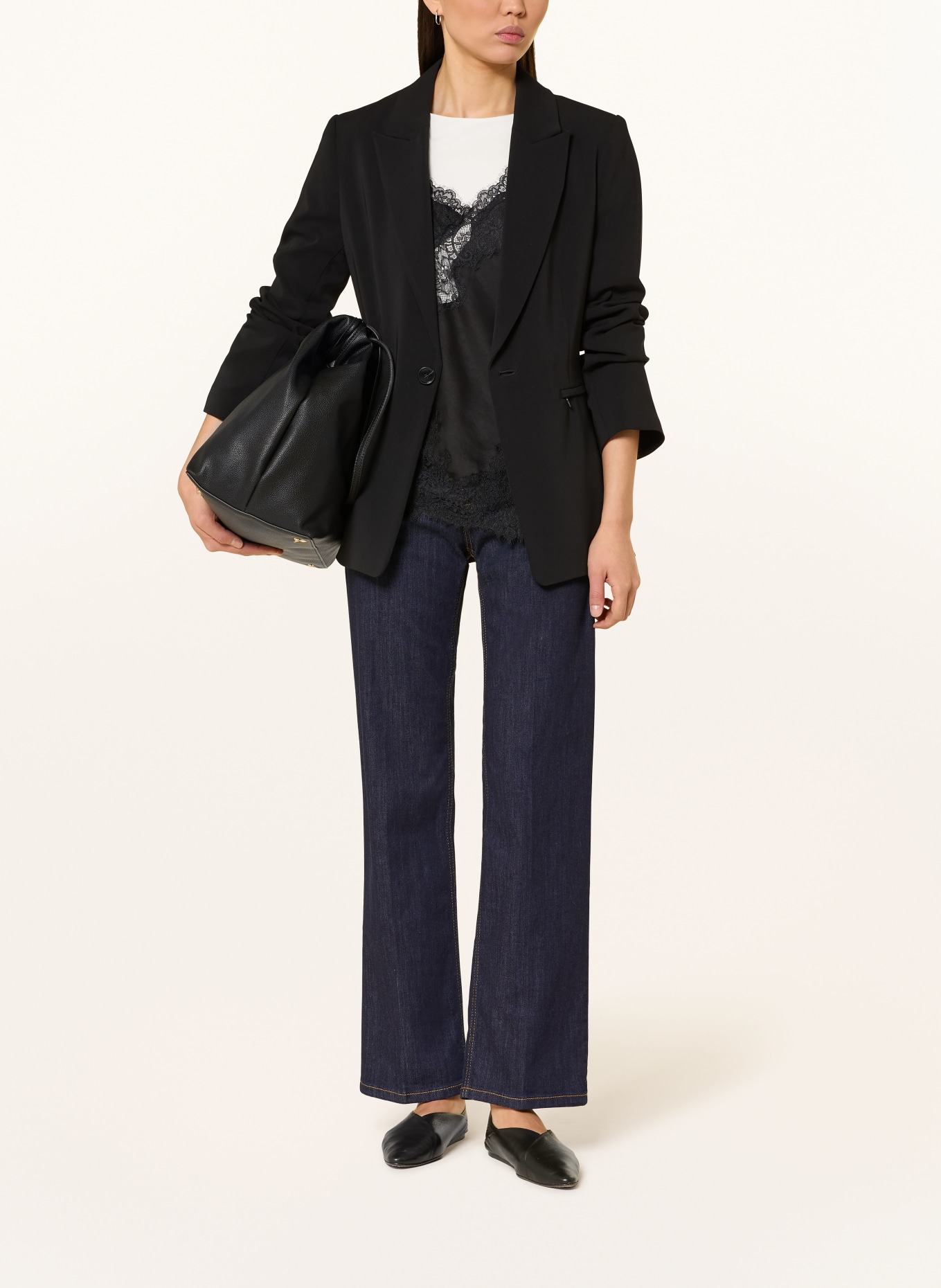 MORE & MORE Dżinsy z szerokimi nogawkami: 0970 rinse wash denim dark blue