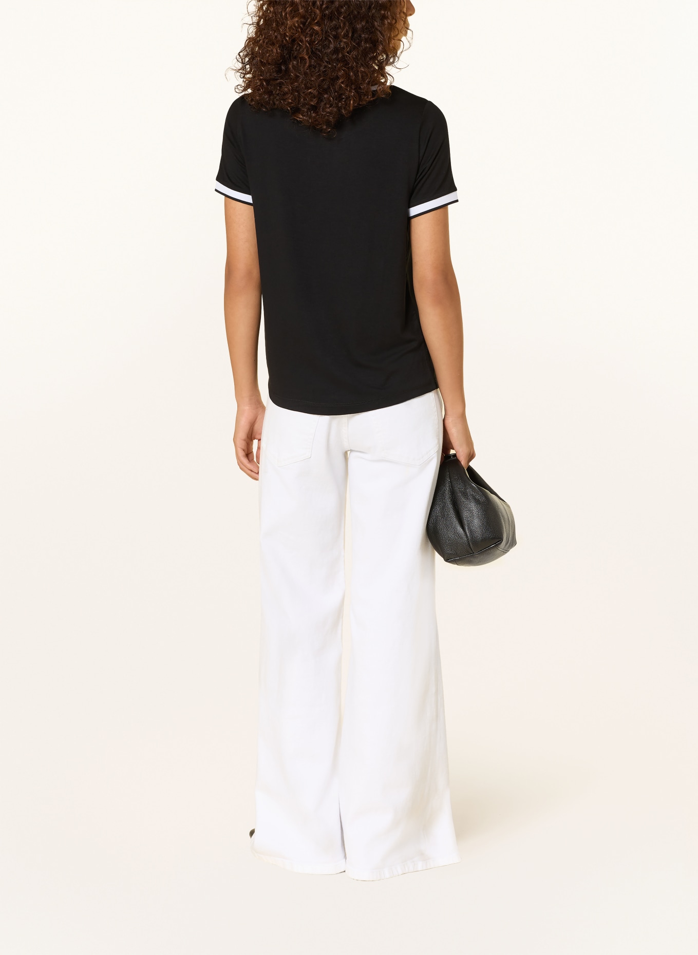 MORE & MORE T-Shirt im Materialmix: SCHWARZ / WEISS