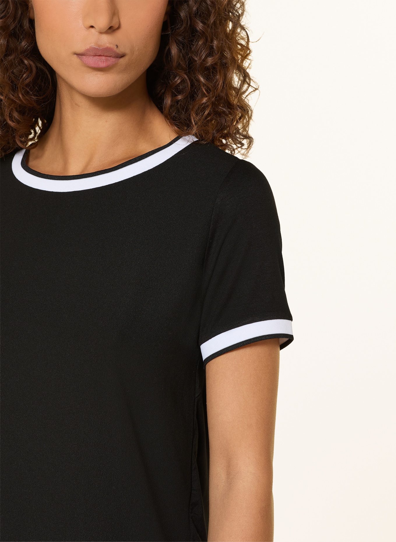 MORE & MORE T-Shirt im Materialmix: SCHWARZ / WEISS