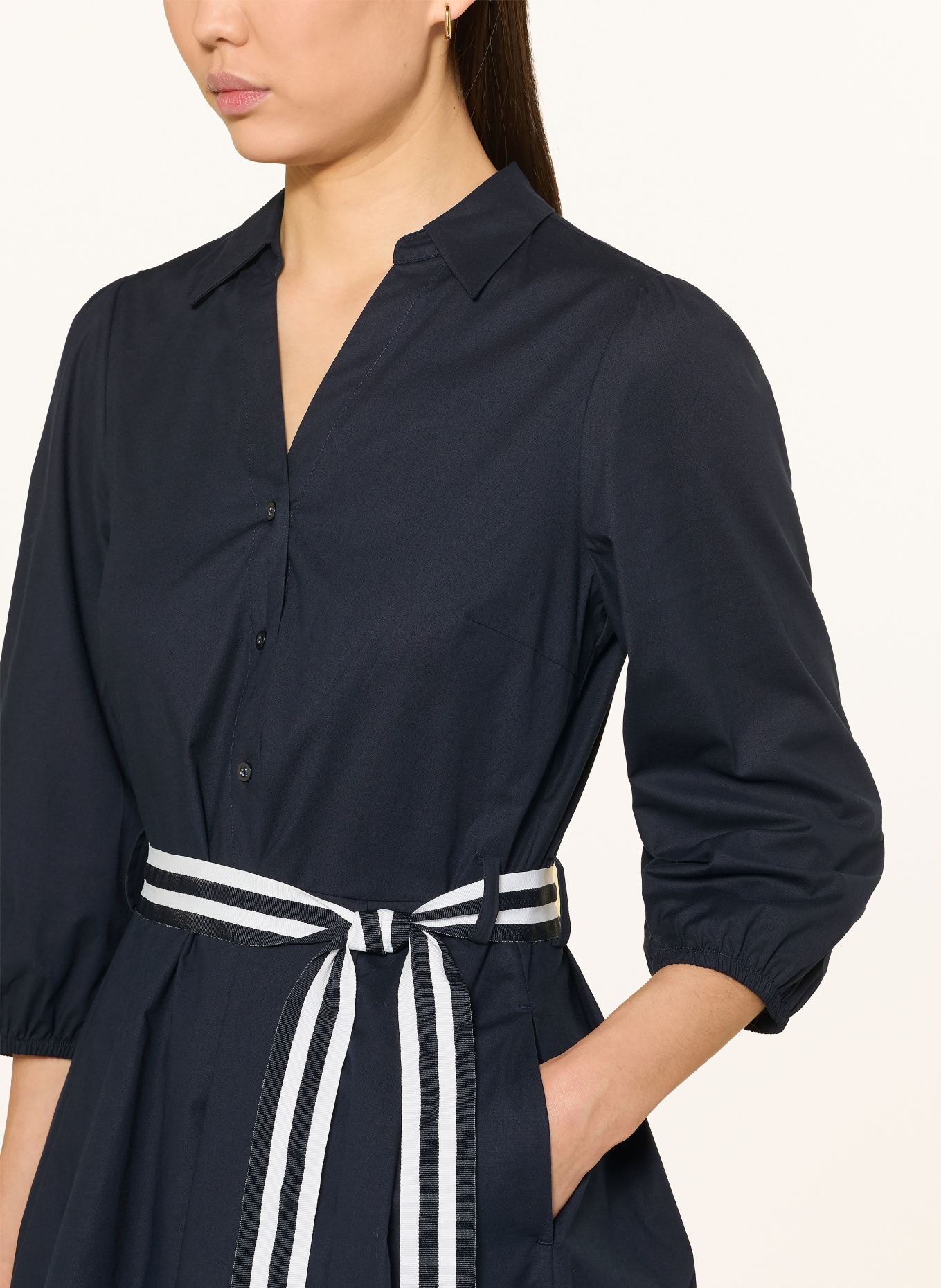 MORE & MORE Košilové šaty s 3/4 rukávem: TMAVĚ MODRÁ