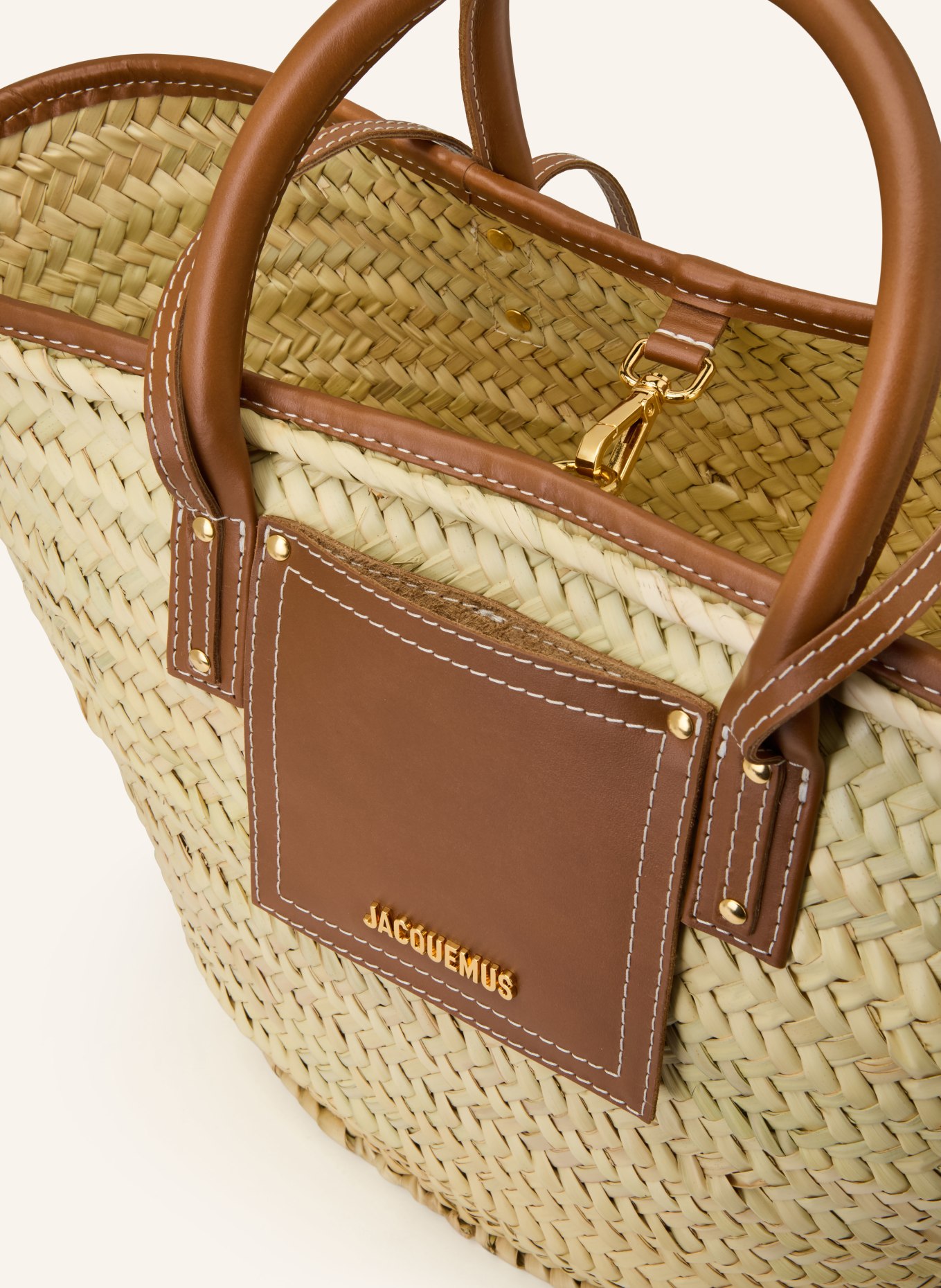 JACQUEMUS Torba na zakupy LE PANIER SOLI: ECRU / ZŁOTY