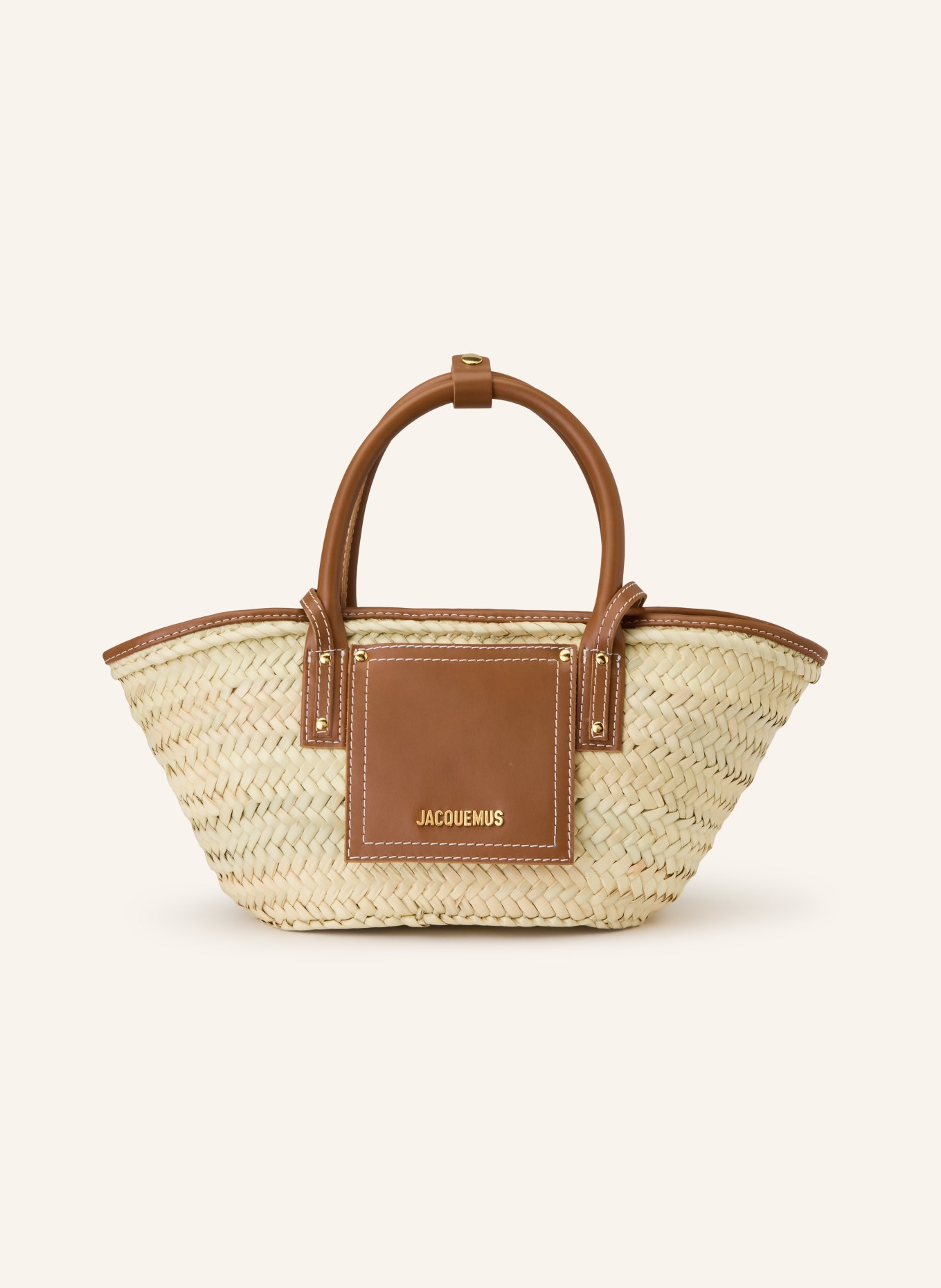 JACQUEMUS Shopper LE PETIT PANIER SOLI: ECRU / GOLD