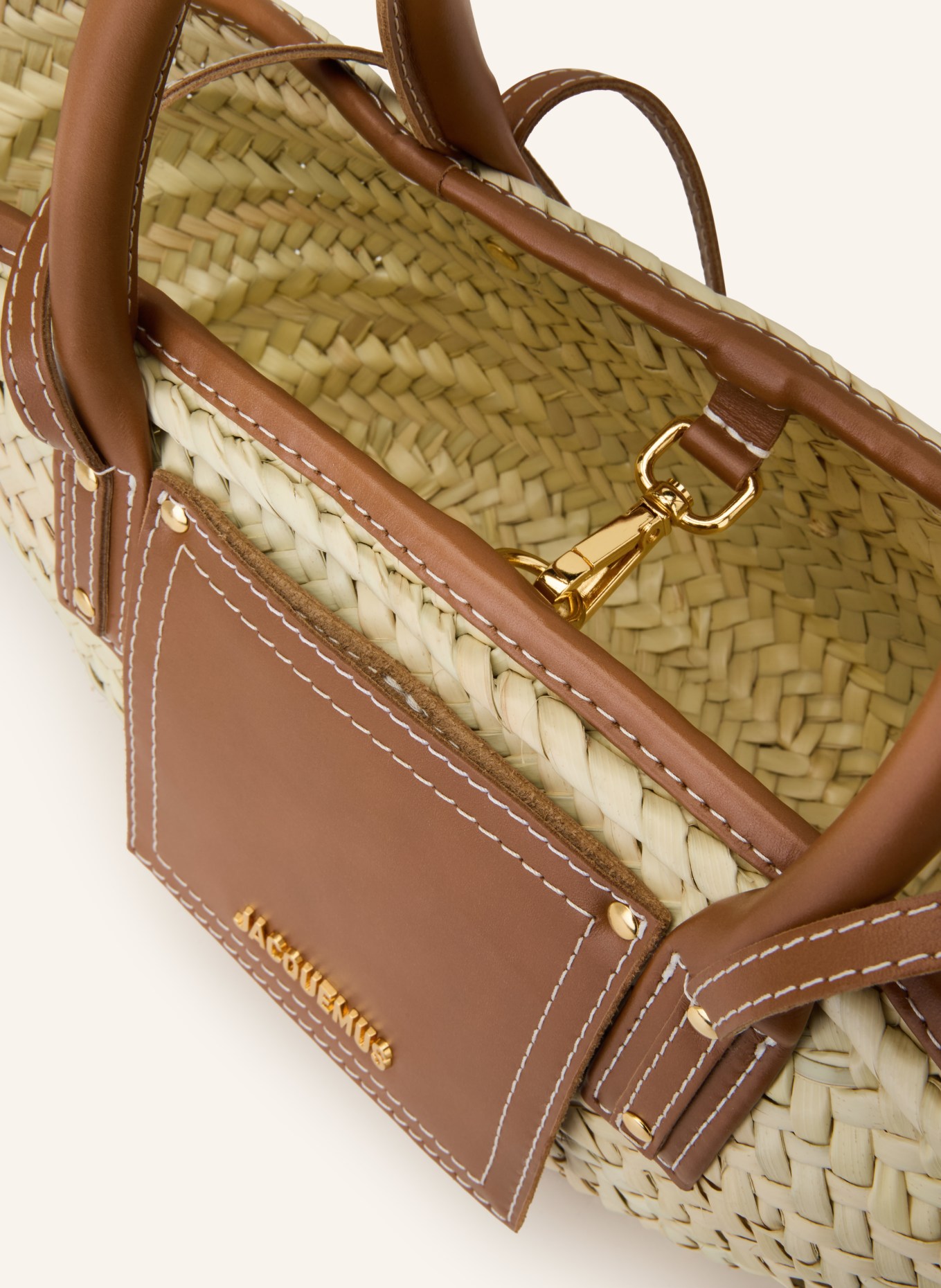 JACQUEMUS Shopper LE PETIT PANIER SOLI: ECRU / GOLD