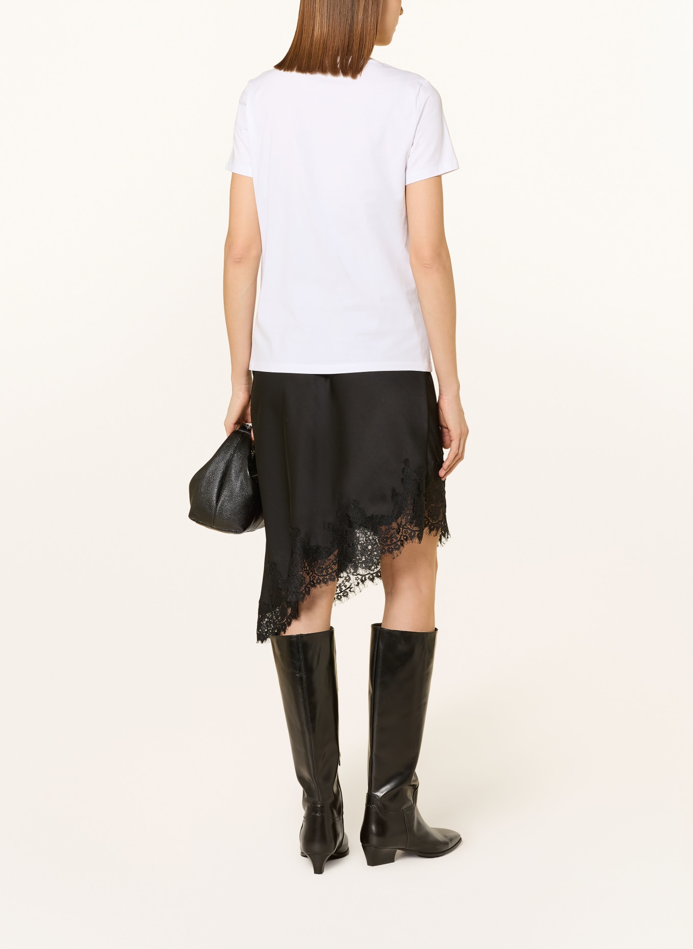 MORE & MORE Tričko s ozdobnými kameny: BÍLÁ / ČERNÁ