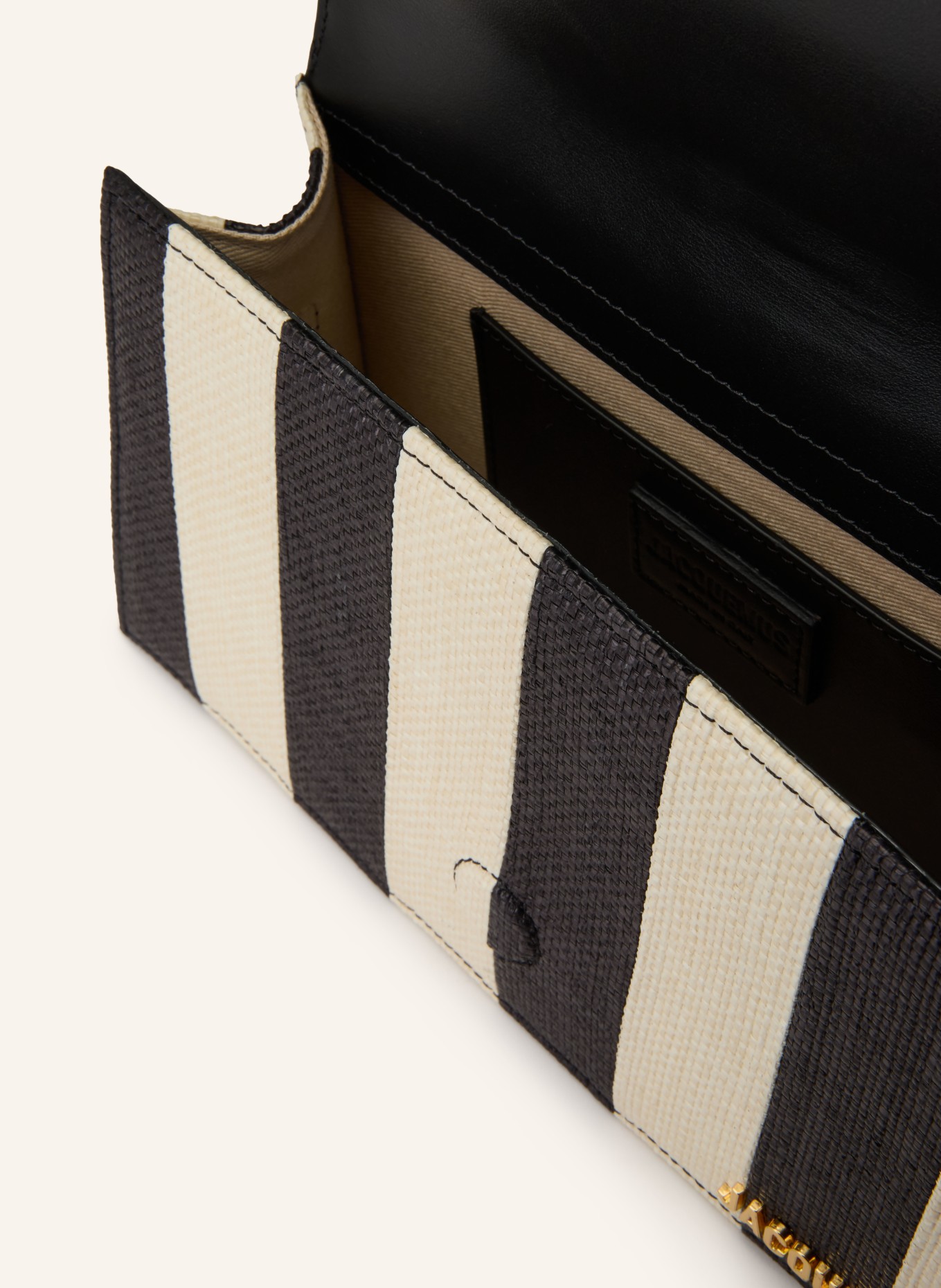 JACQUEMUS Umhängetasche LE GRAND BAMBINO: ECRU / GOLD / SCHWARZ