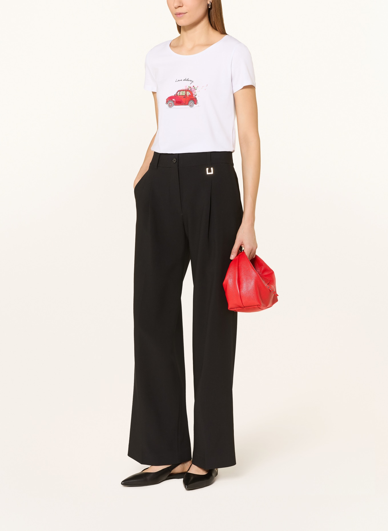 MORE & MORE Tričko s flitry: BÍLÁ / ČERVENÁ