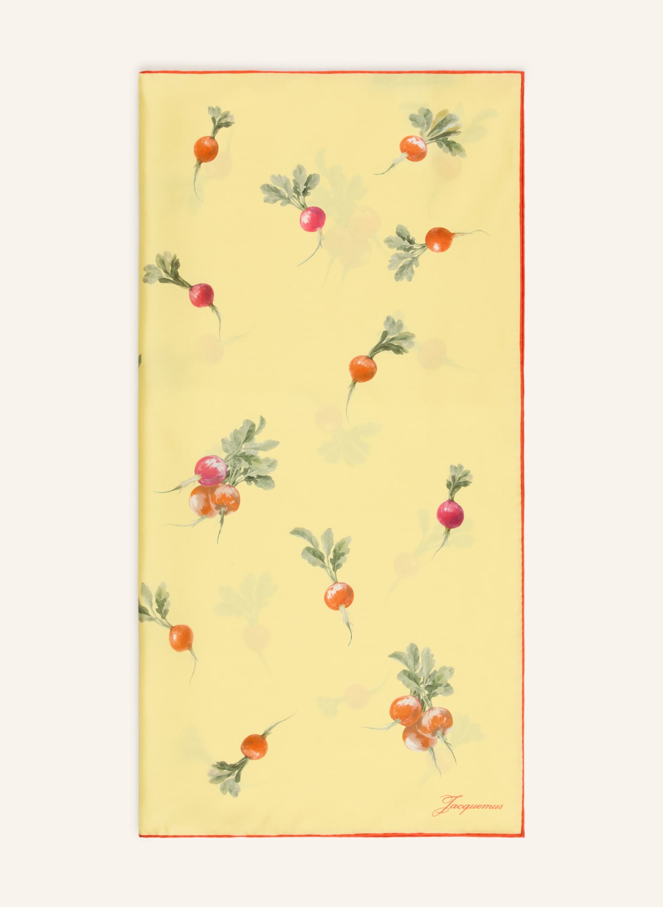 JACQUEMUS Seidentuch LE FOULARD RADIS: GELB / DUNKELROT / GRÜN