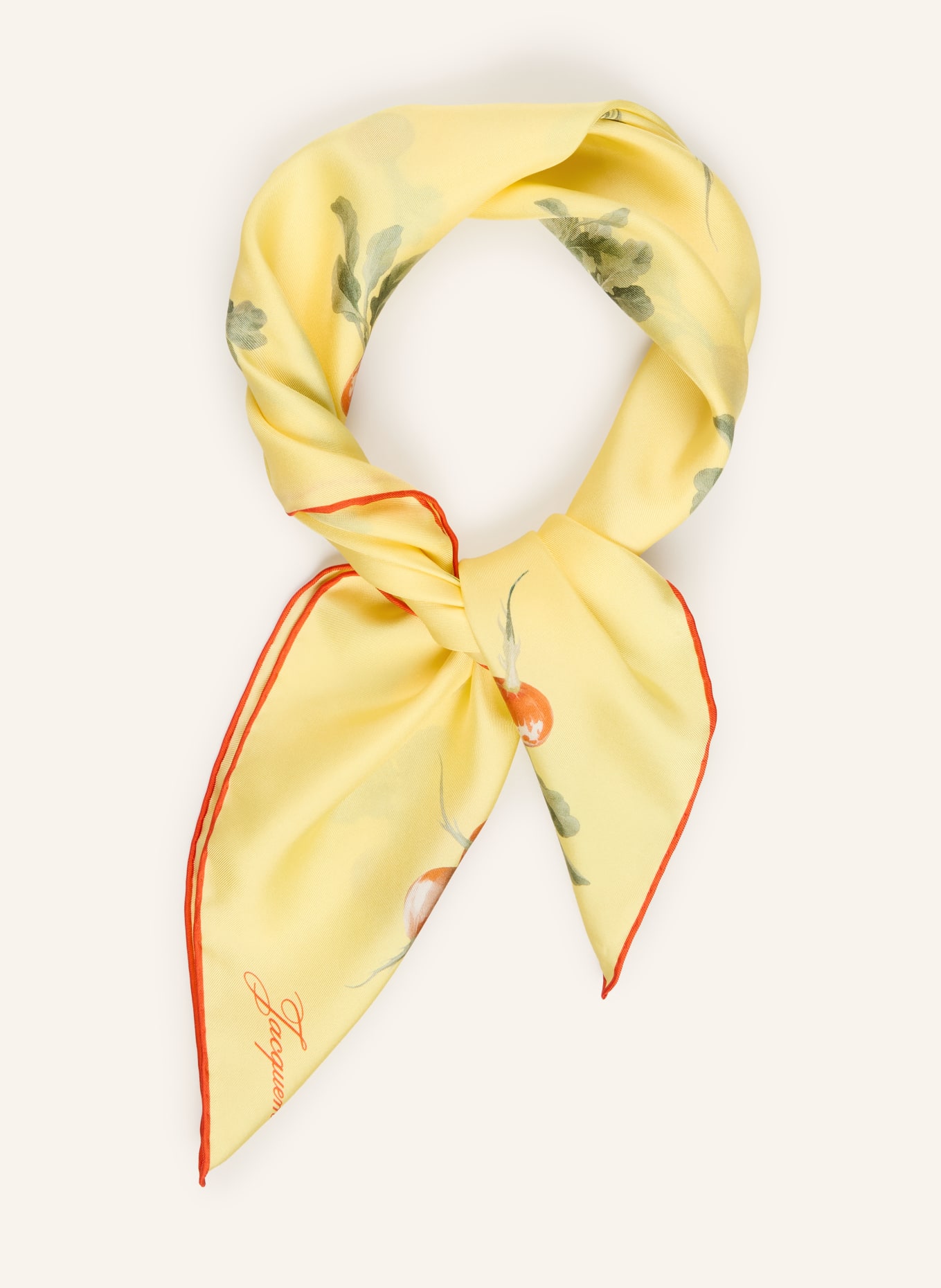 JACQUEMUS Seidentuch LE FOULARD RADIS: GELB / DUNKELROT / GRÜN