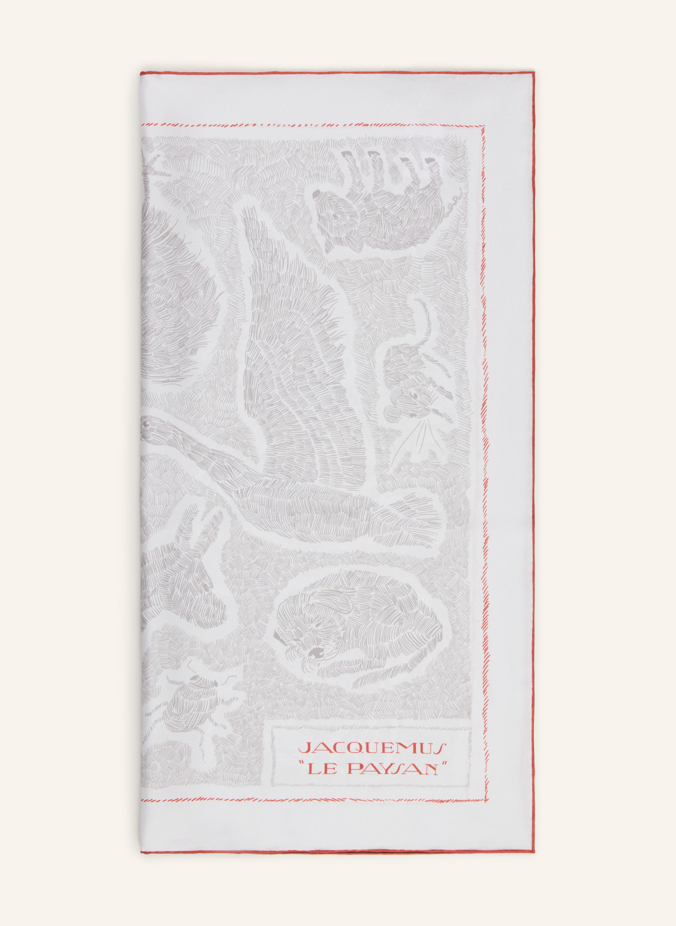 JACQUEMUS Seidentuch LE FOULARD PAYSAN: HELLGRAU / DUNKELGRAU / DUNKELROT