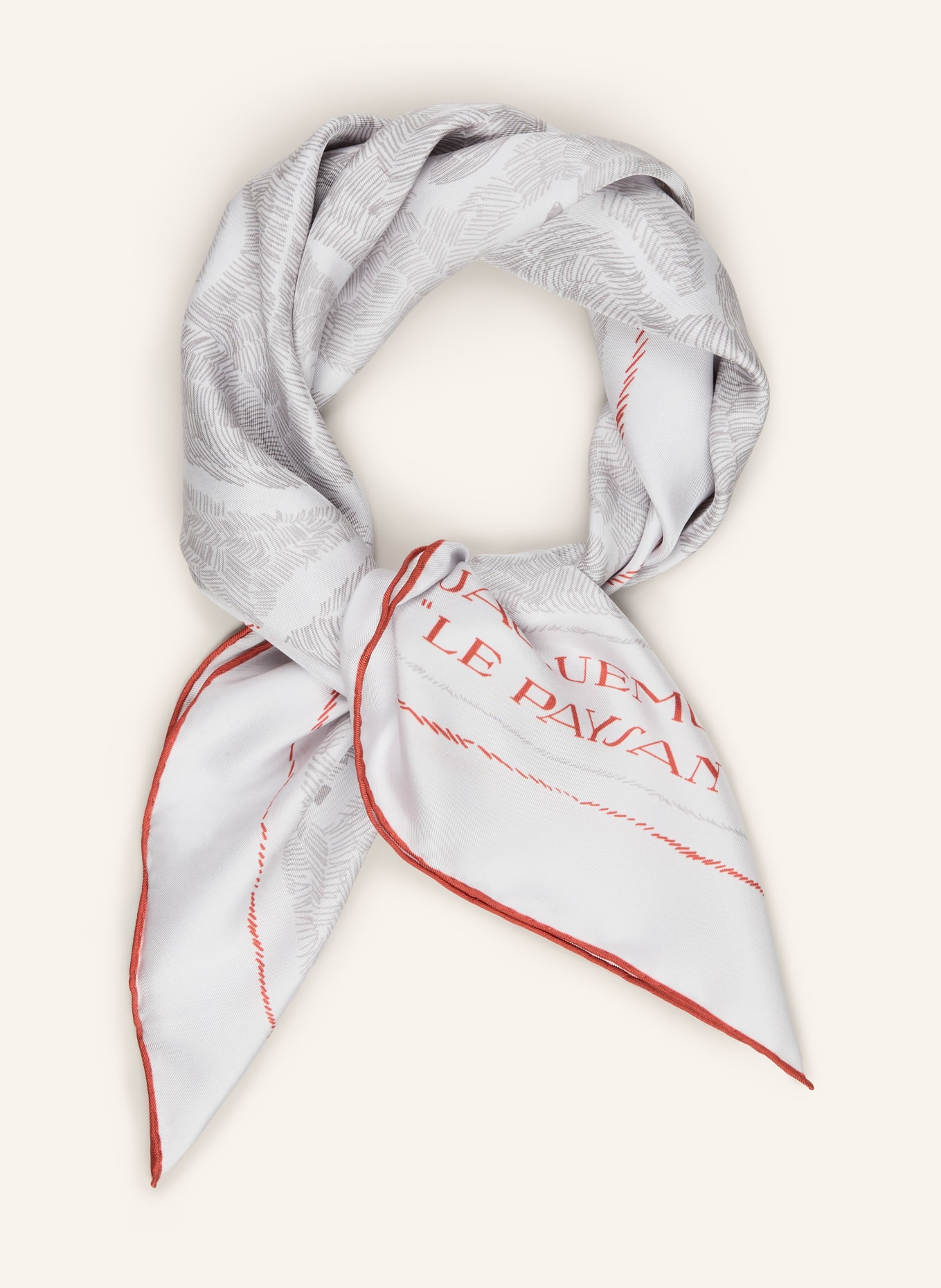 JACQUEMUS Seidentuch LE FOULARD PAYSAN: HELLGRAU / DUNKELGRAU / DUNKELROT