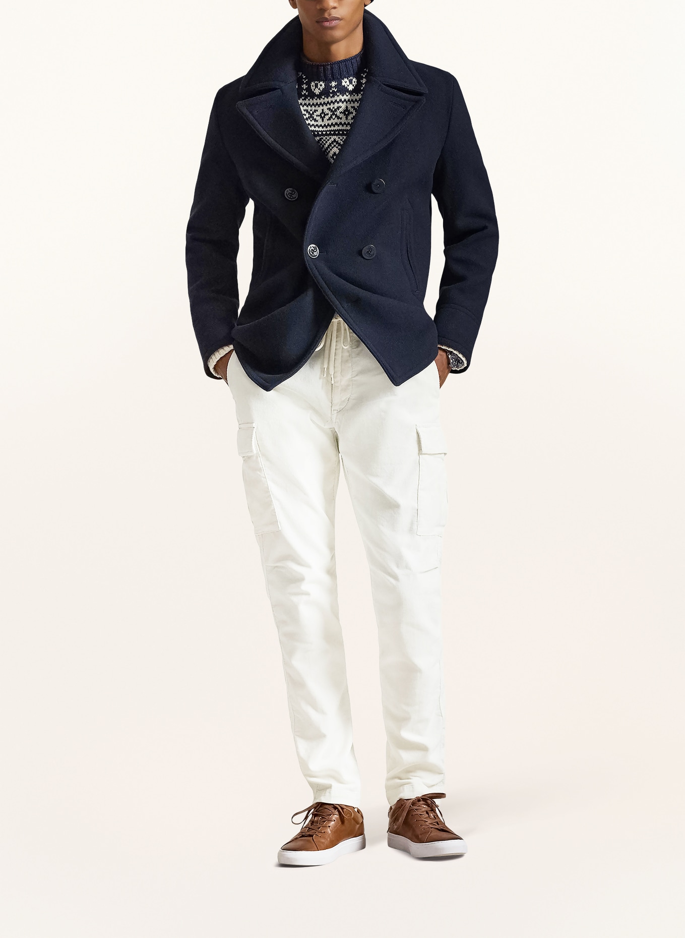 POLO RALPH LAUREN Cargohose Slim Fit aus Cord: CREME