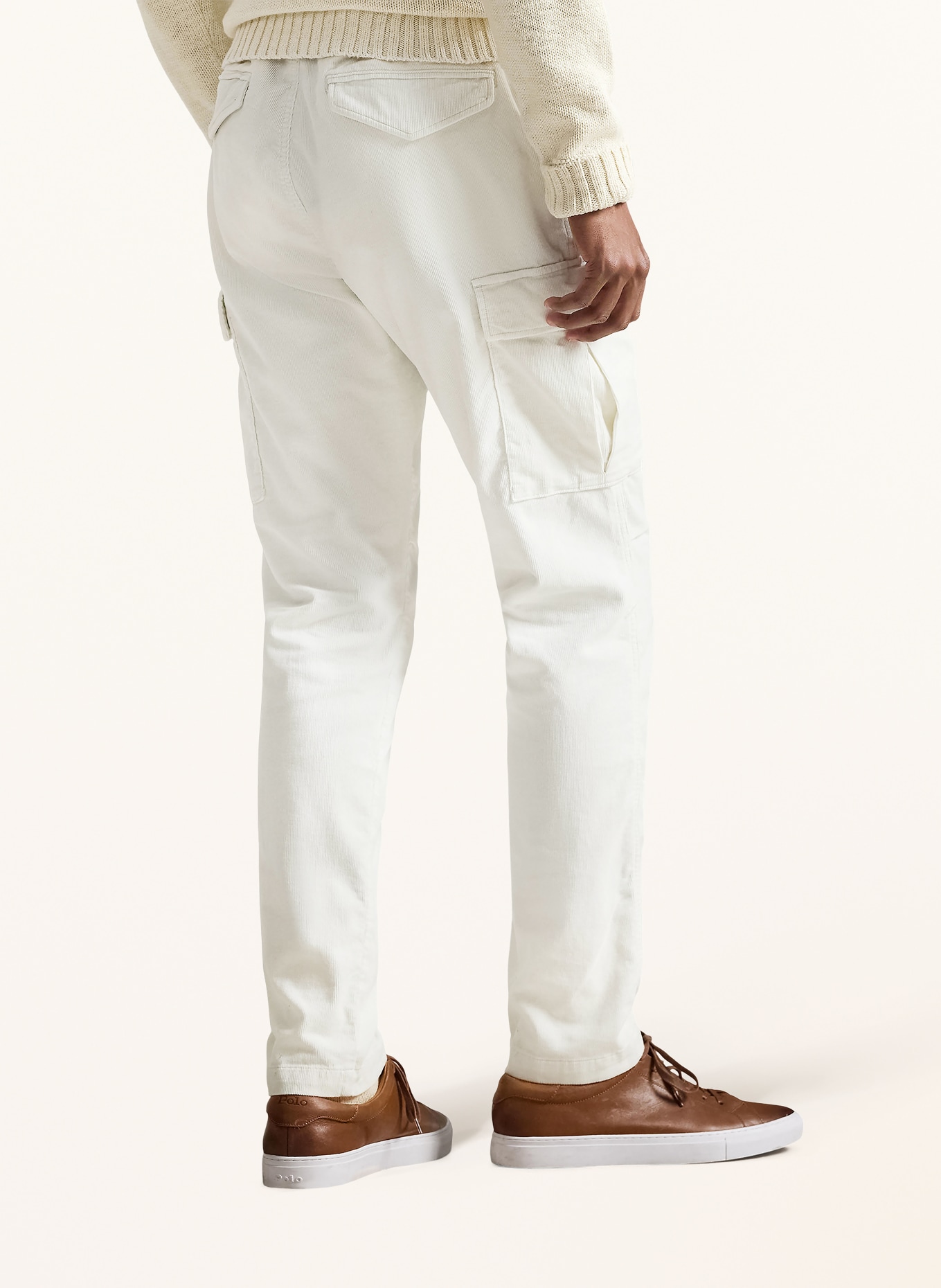 POLO RALPH LAUREN Cargohose Slim Fit aus Cord: CREME