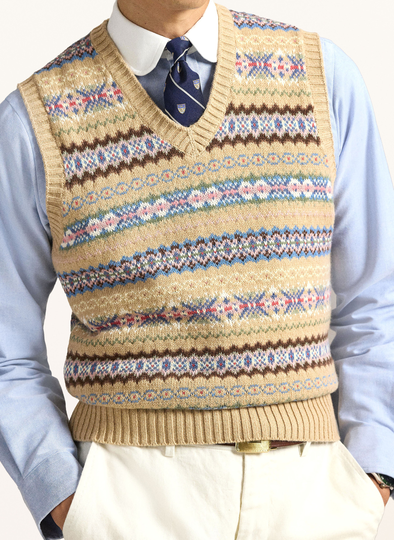 POLO RALPH LAUREN Pullunder: BEIGE / BRAUN / BLAU