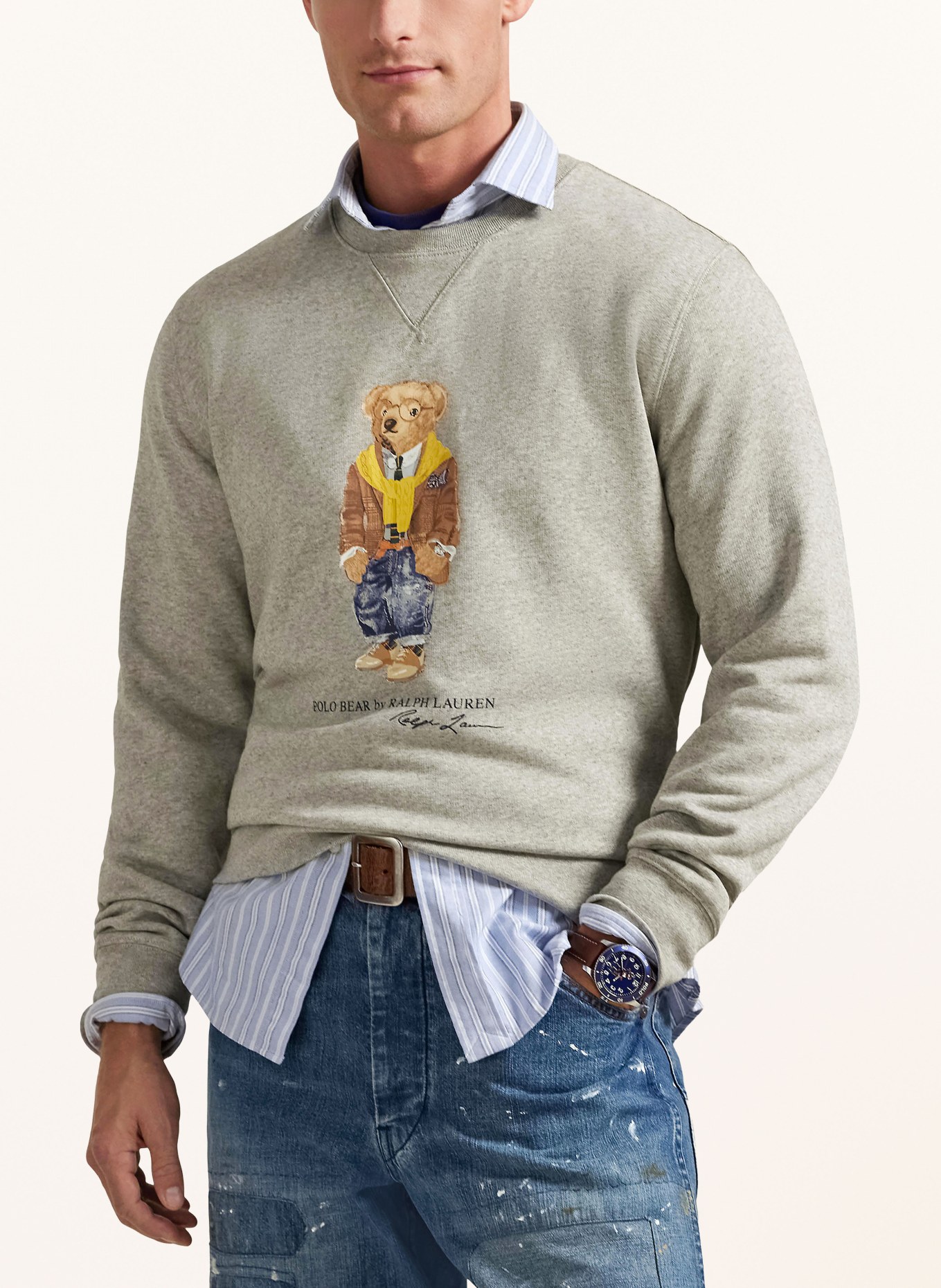 POLO RALPH LAUREN mikina: ŠEDÁ / VELBLOUDÍ / MODRÁ