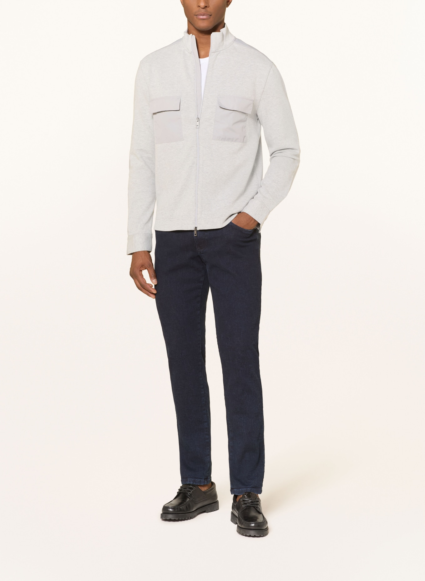 MAERZ MUENCHEN Sweat jacket in a mix of materials: LIGHT GRAY / GRAY