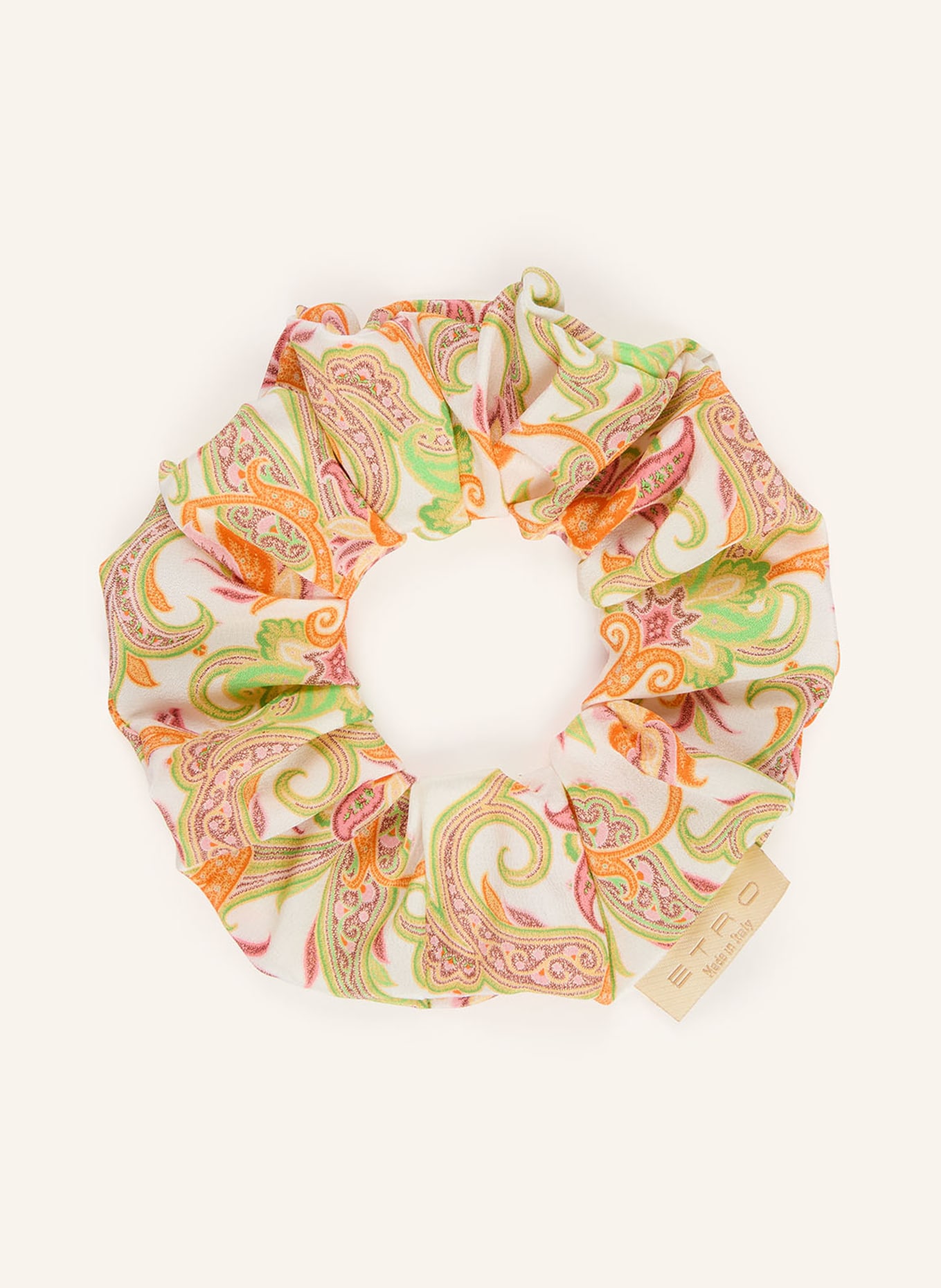 ETRO Hedvábná gumička do vlasů: BÍLÁ / ORANŽOVÁ / NEONOVĚ ZELENÁ