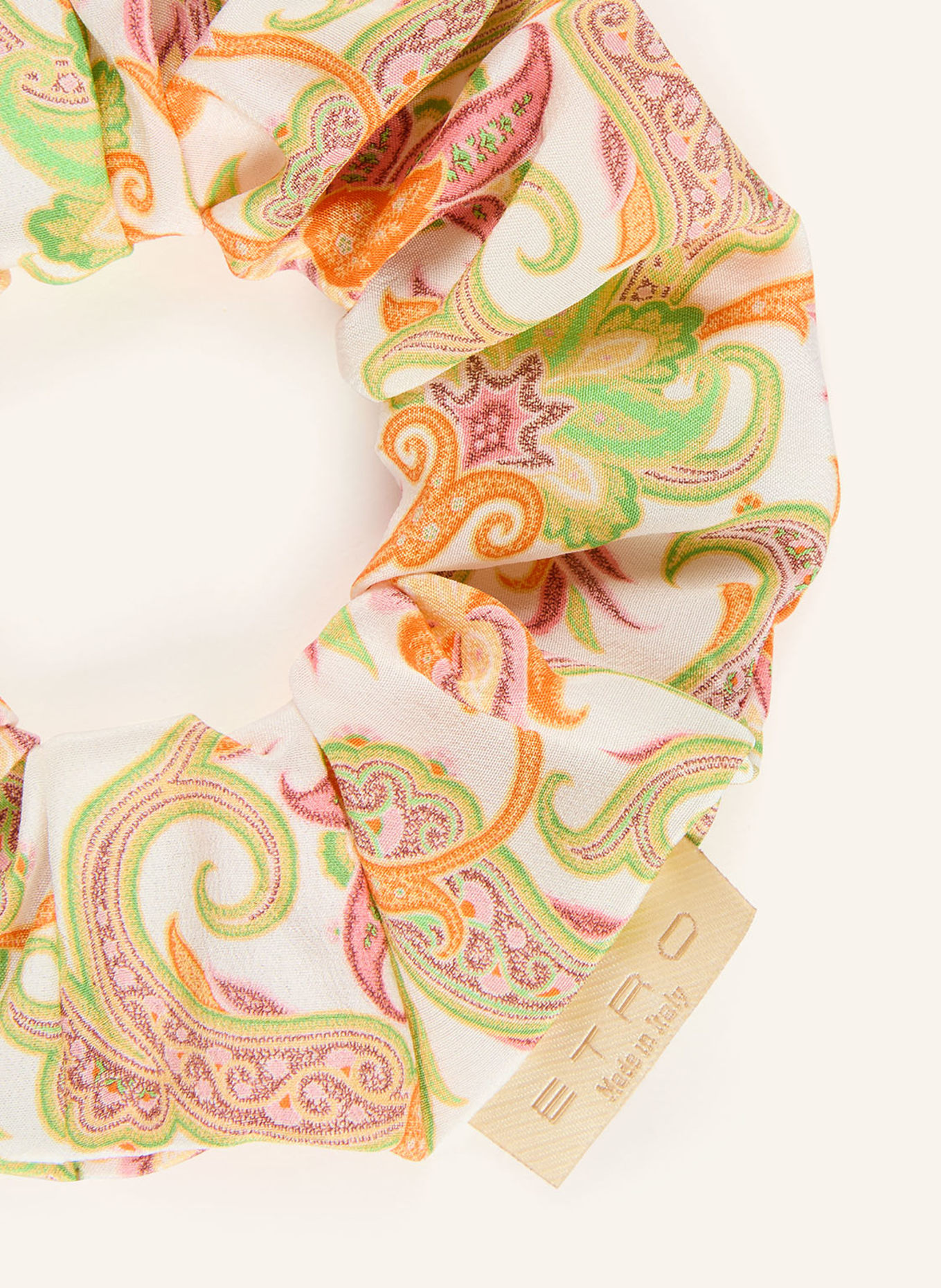 ETRO Hedvábná gumička do vlasů: BÍLÁ / ORANŽOVÁ / NEONOVĚ ZELENÁ