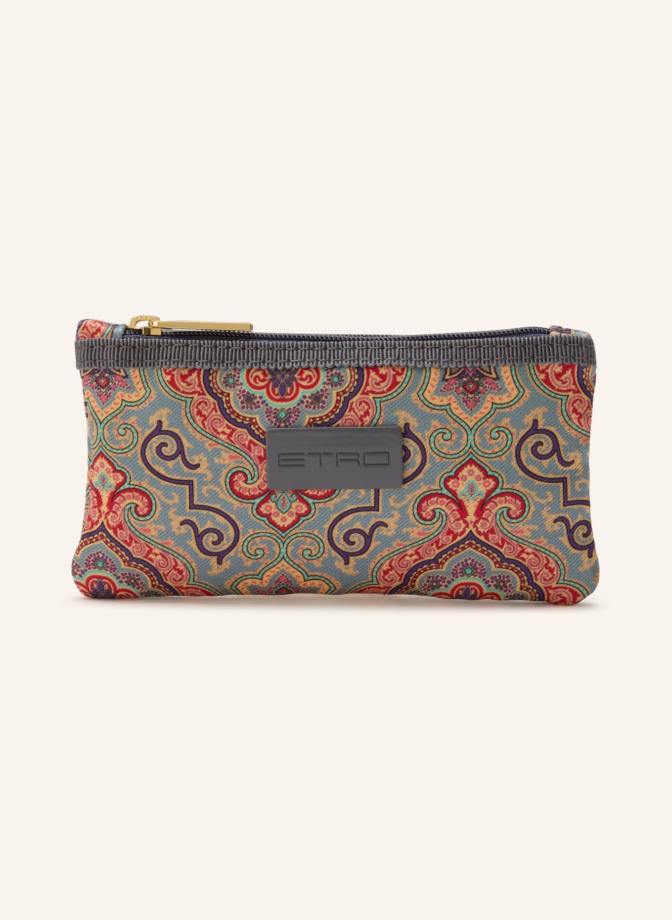 ETRO Pouch MINI: GRAU / DUNKELLILA / ORANGE