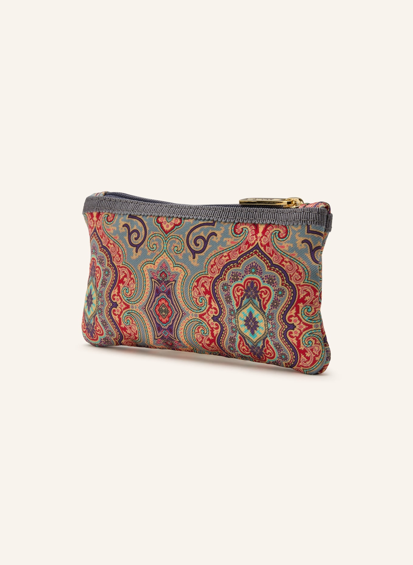 ETRO Pouch MINI: GRAU / DUNKELLILA / ORANGE