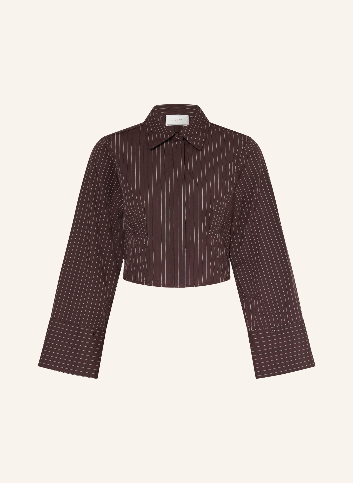 NEO NOIR Bluzka koszulowa FROST: CIEMNOBRĄZOWY / BIAŁY