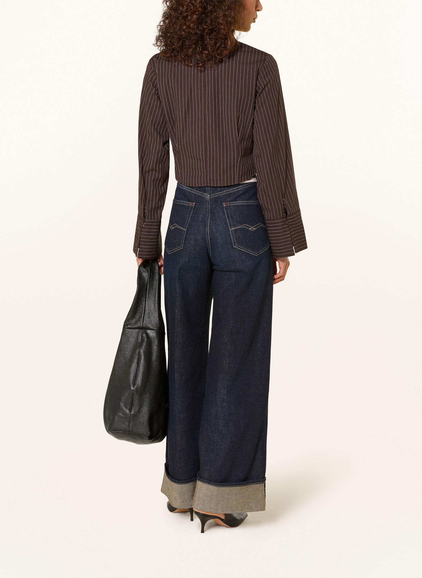 NEO NOIR Bluzka koszulowa FROST: CIEMNOBRĄZOWY / BIAŁY