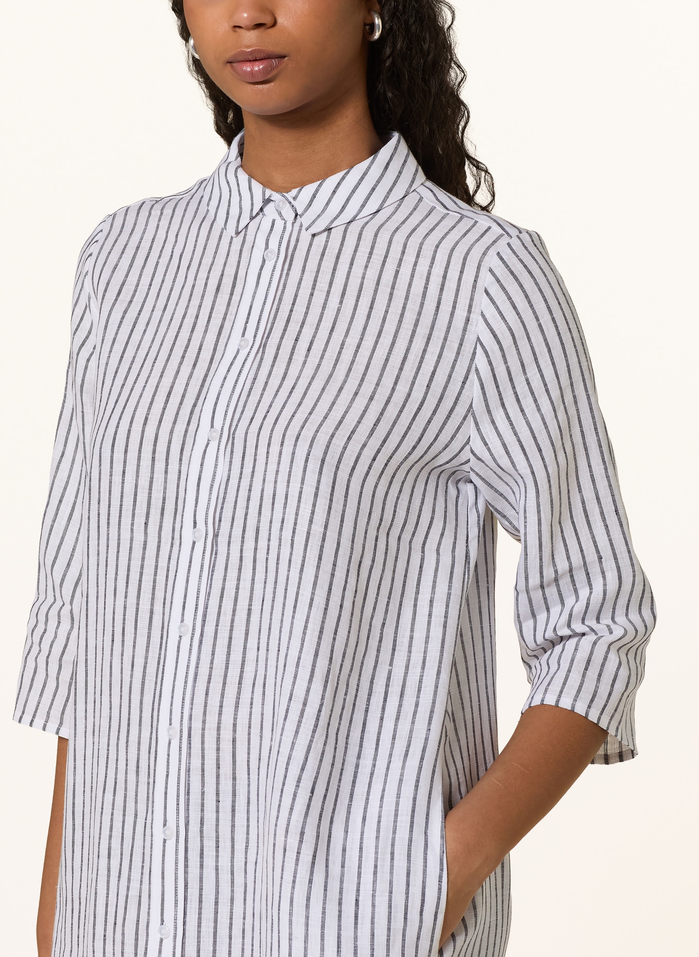 lilienfels Sukienka koszulowa z lnu: BIAŁY / CZARNY