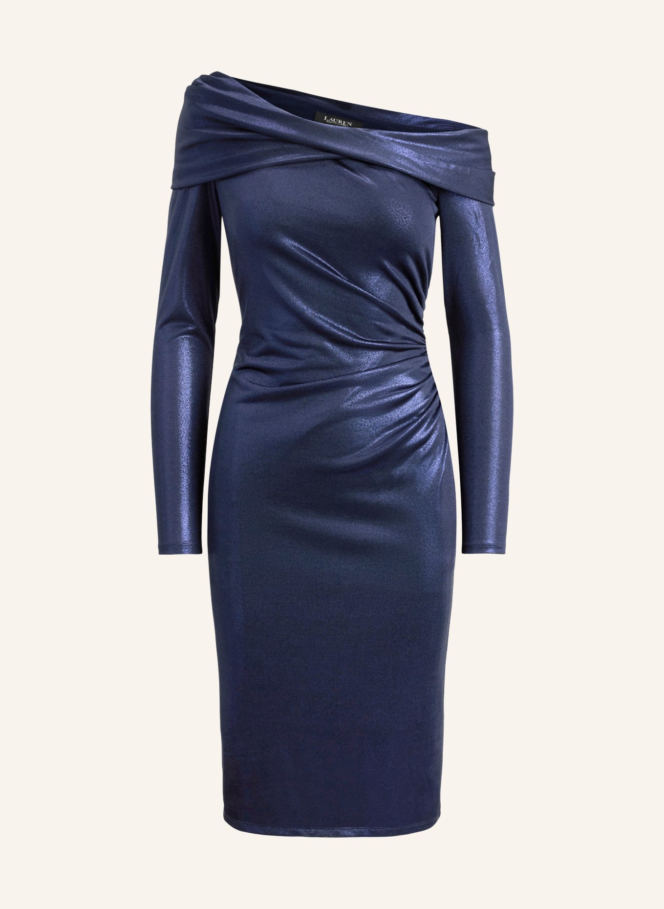 LAUREN RALPH LAUREN Off-Shoulder-Kleid mit Glitzergarn: DUNKELBLAU