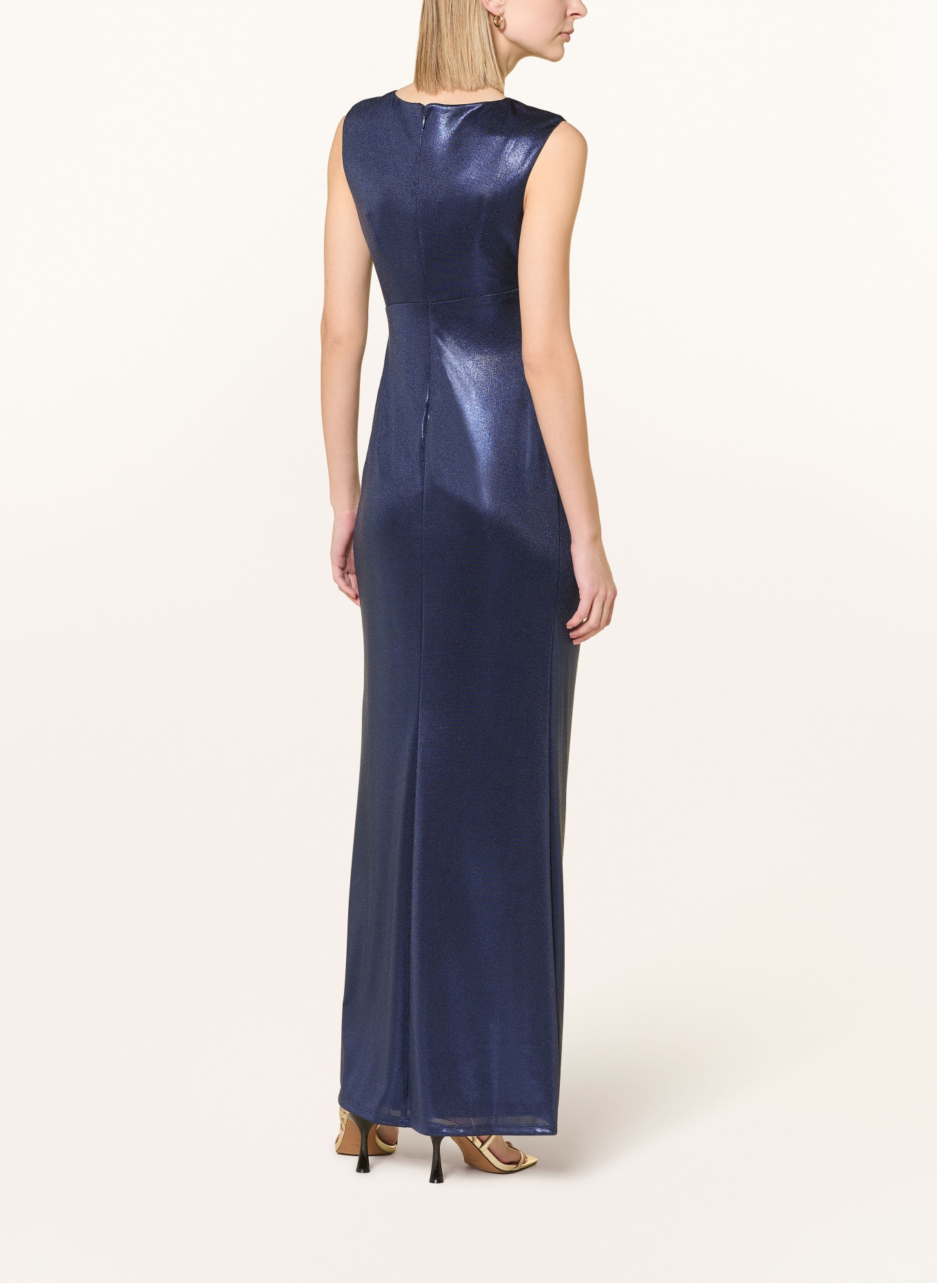 LAUREN RALPH LAUREN Abendkleid mit Schmucksteinen: DUNKELBLAU