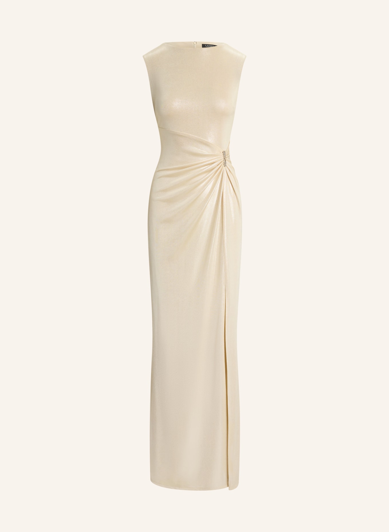 LAUREN RALPH LAUREN Abendkleid mit Schmucksteinen: BEIGE