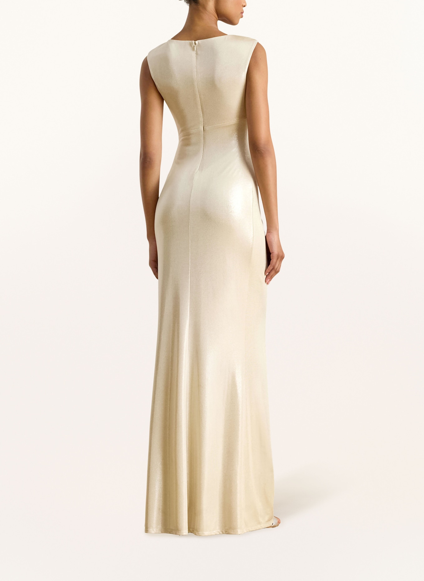 LAUREN RALPH LAUREN Abendkleid mit Schmucksteinen: BEIGE