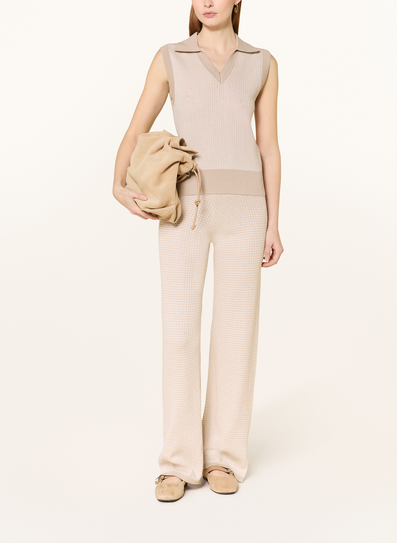 SELECTED Femme Strickhose: BEIGE / ECRU