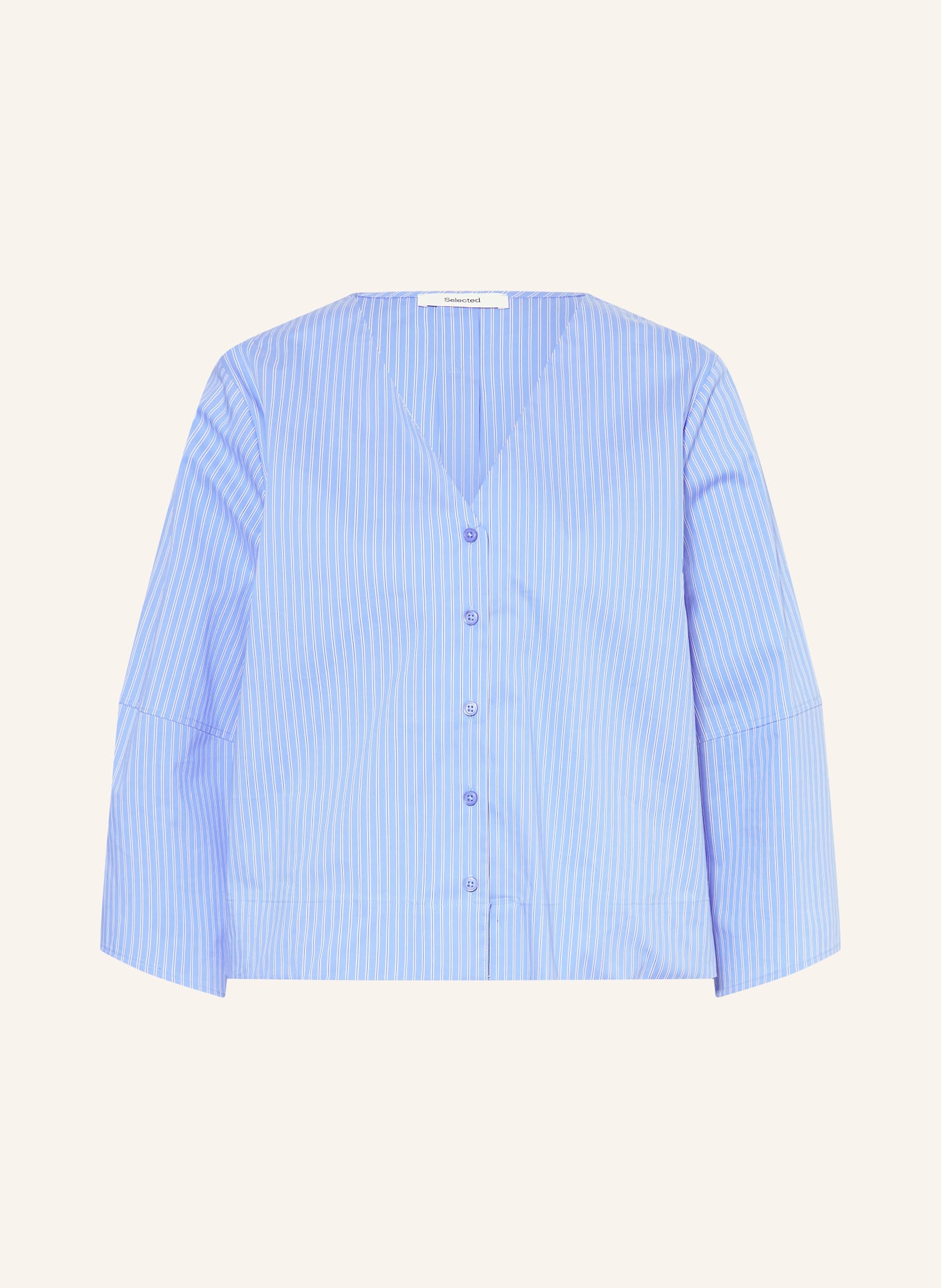 SELECTED Femme Bluse mit 3/4-Arm: HELLBLAU / WEISS