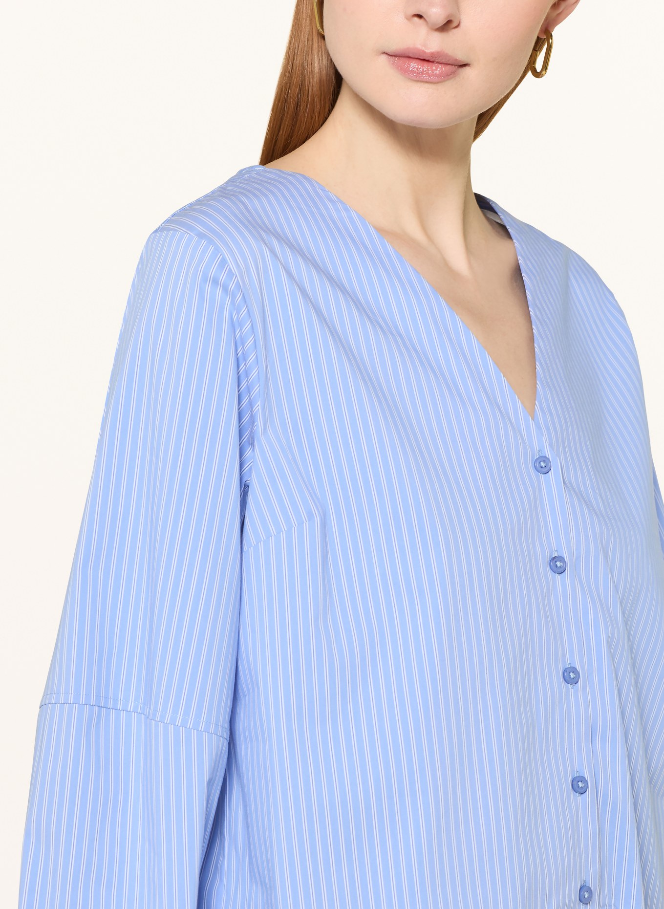SELECTED Femme Bluse mit 3/4-Arm: HELLBLAU / WEISS