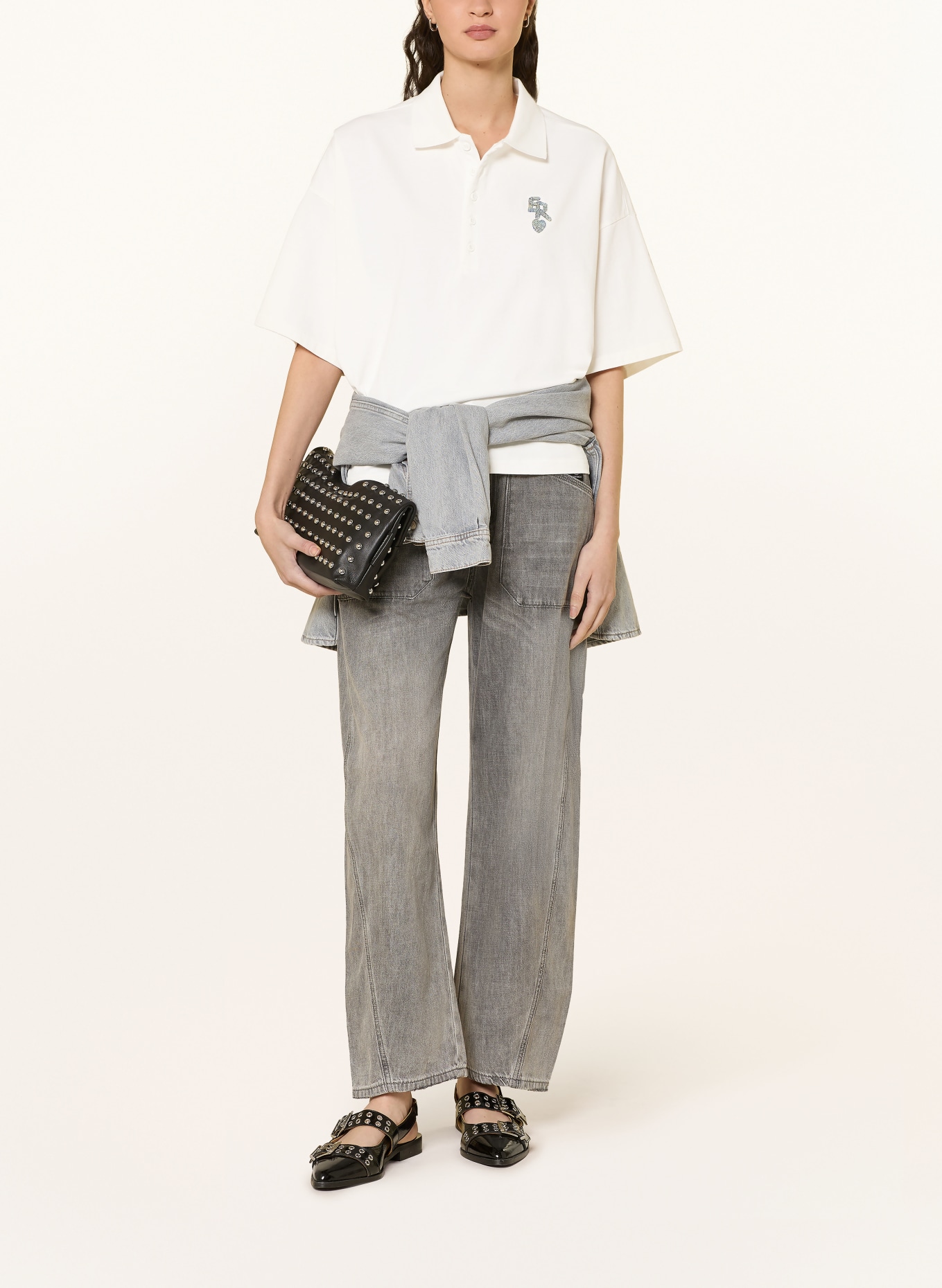 ELIAS RUMELIS Jerseyové polo tričko LORELISA s flitry: BÍLÁ