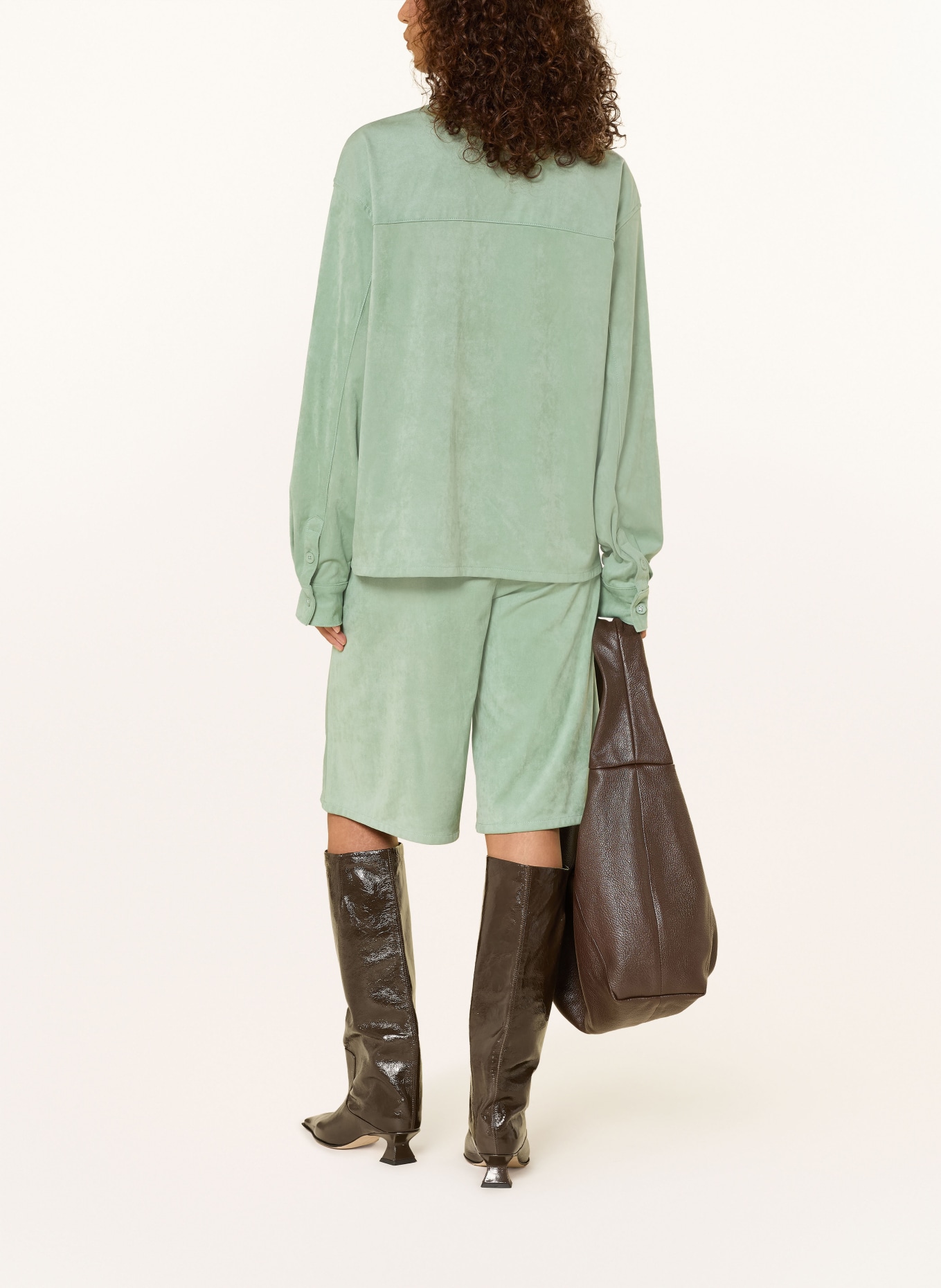ELIAS RUMELIS BEBBI velvet shirt blouse: LIGHT GREEN